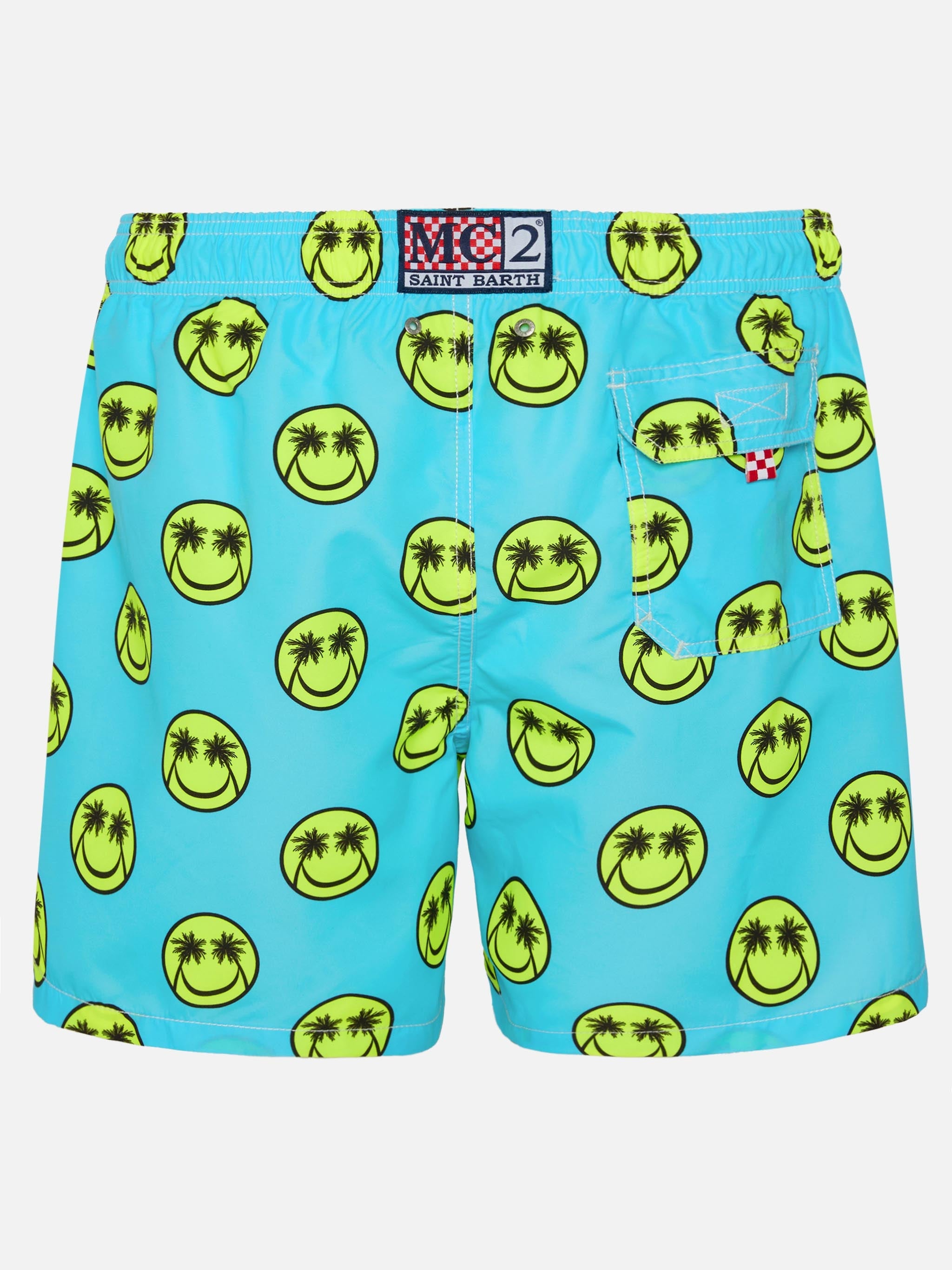 Palm Smile Mid-Length Swim Shorts Blue Swimshort