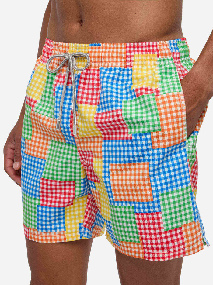Multicolor Gingham Man Swim Shorts Swimshort