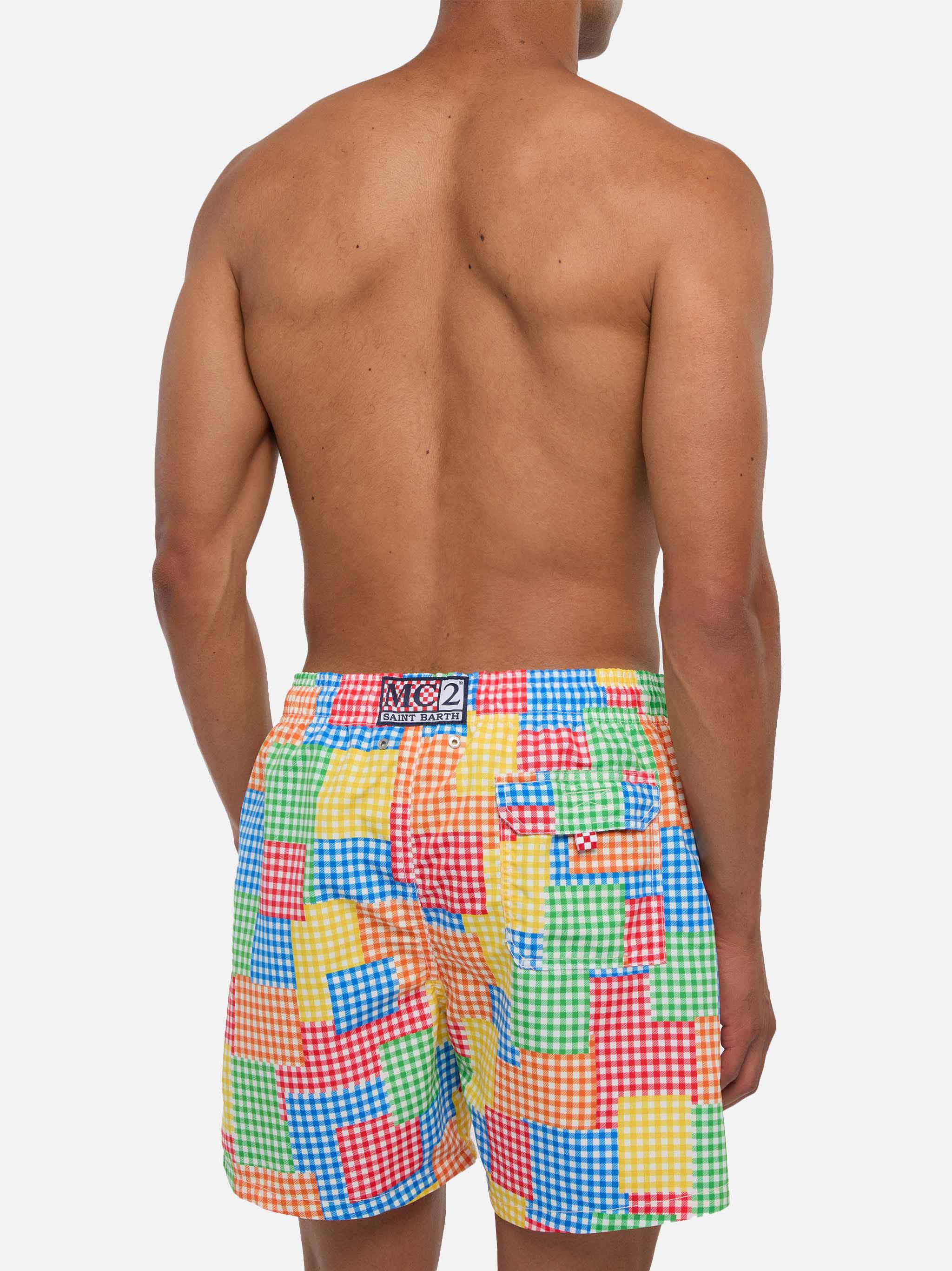 Multicolor Gingham Man Swim Shorts Swimshort
