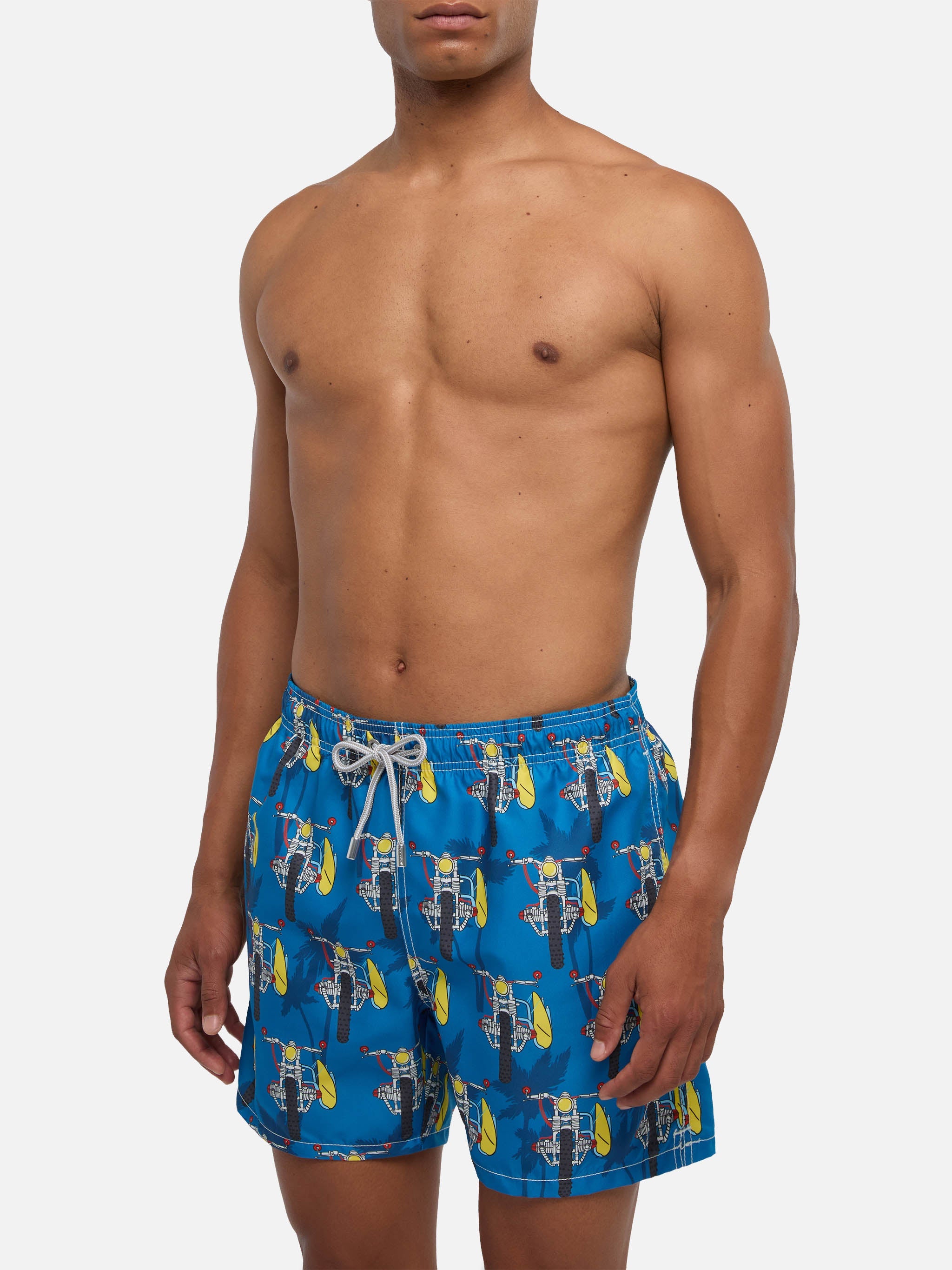 Mid-Length Swimshorts With Surf Motorbike Blue Swimshort