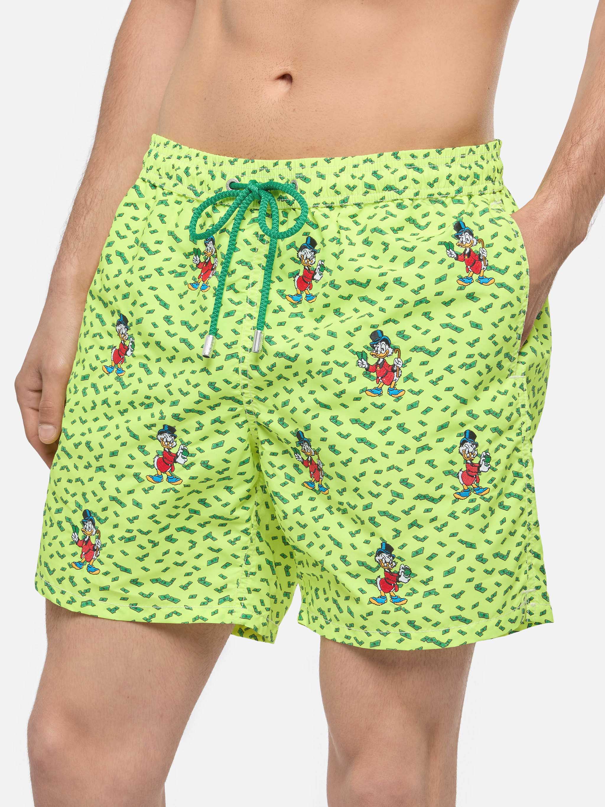 Mid-Length Striped Gustavia Swim-Shorts With Scrooge Embroidery | Disney® Special Edition Yellow Swimshort