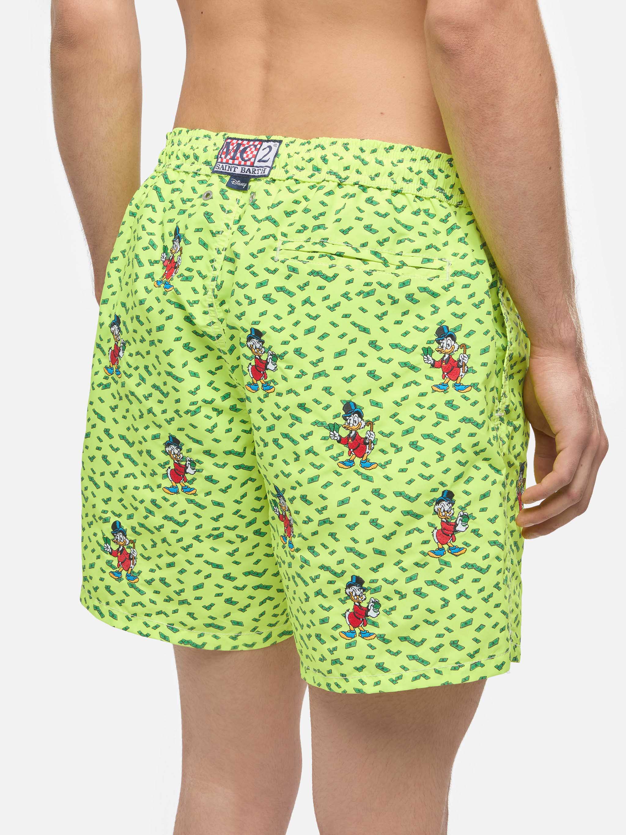 Mid-Length Striped Gustavia Swim-Shorts With Scrooge Embroidery | Disney® Special Edition Yellow Swimshort