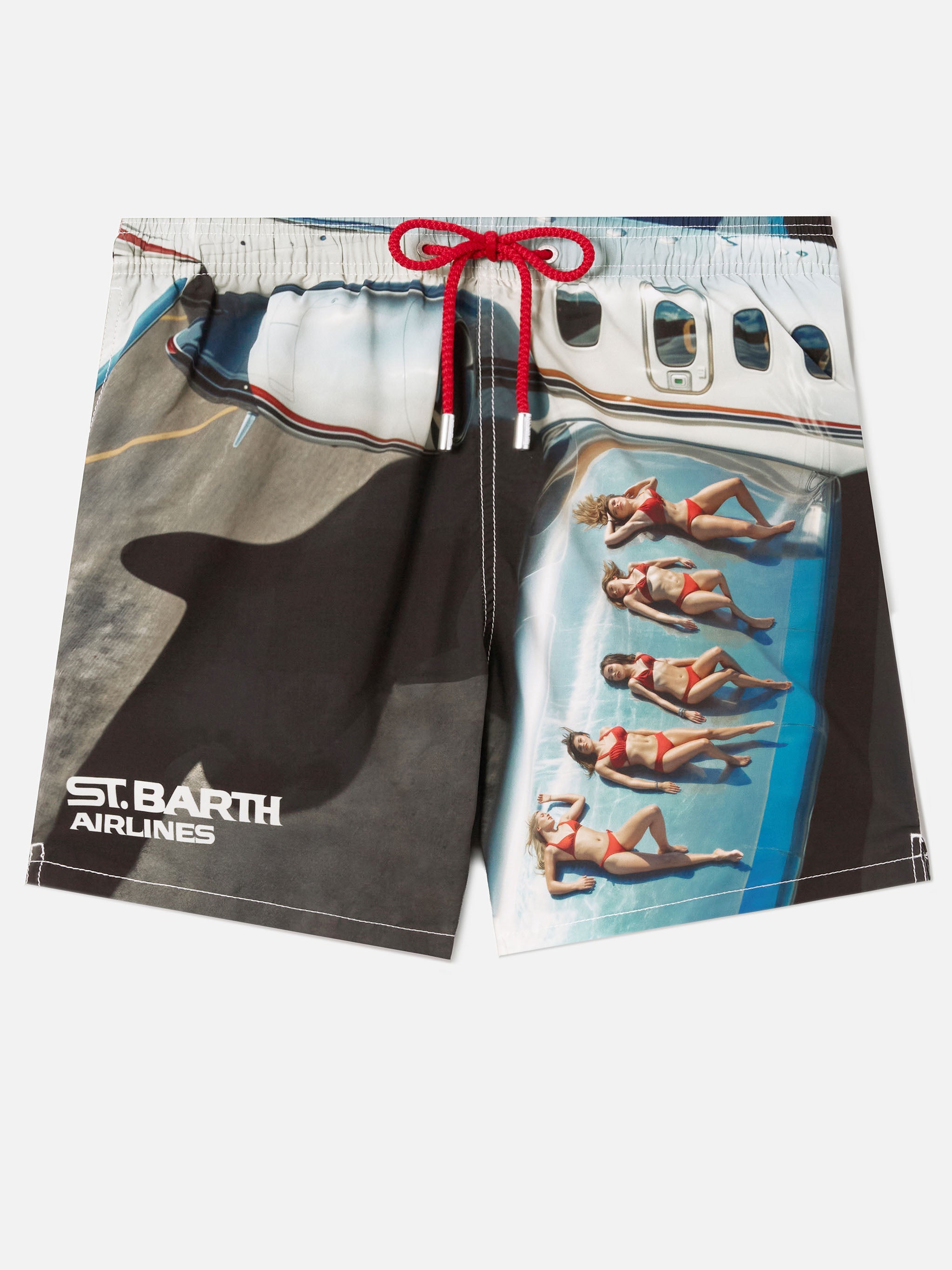 Gustavia Swim Shorts With St. Barth Airlines Print | Special Edition Swimshort