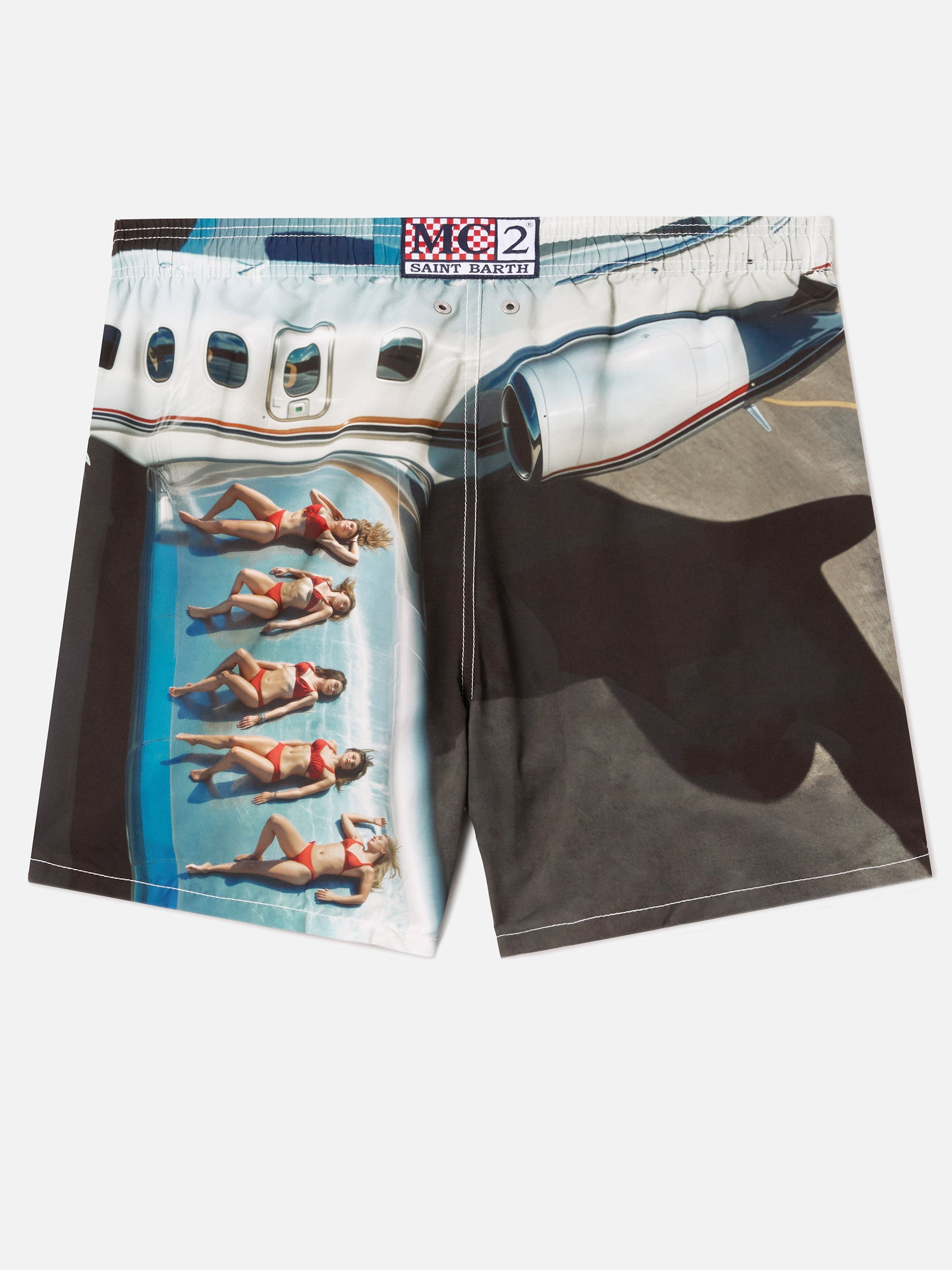 Gustavia Swim Shorts With St. Barth Airlines Print | Special Edition Swimshort