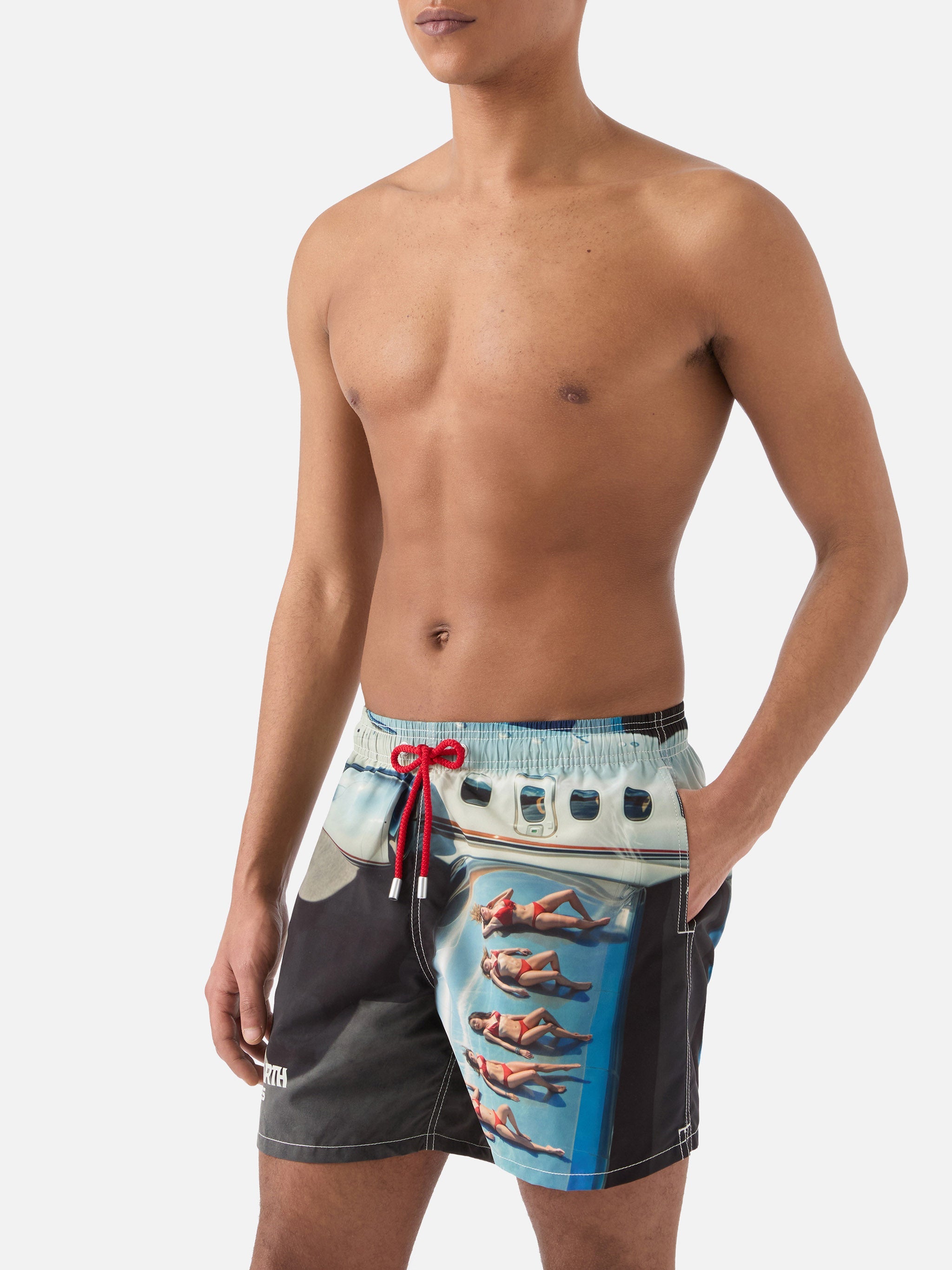 Gustavia Swim Shorts With St. Barth Airlines Print | Special Edition Swimshort