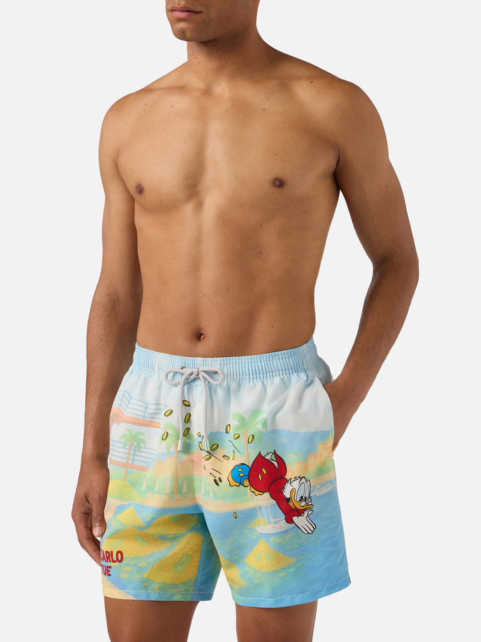 Gustavia Swim Shorts With Scrooge And Montecarlo Habituè Print | Disney Special Edition White Swimshort