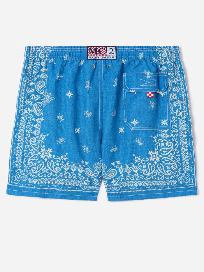 Gustavia Blue Swim Shorts With Bandana Print Light Swimshort