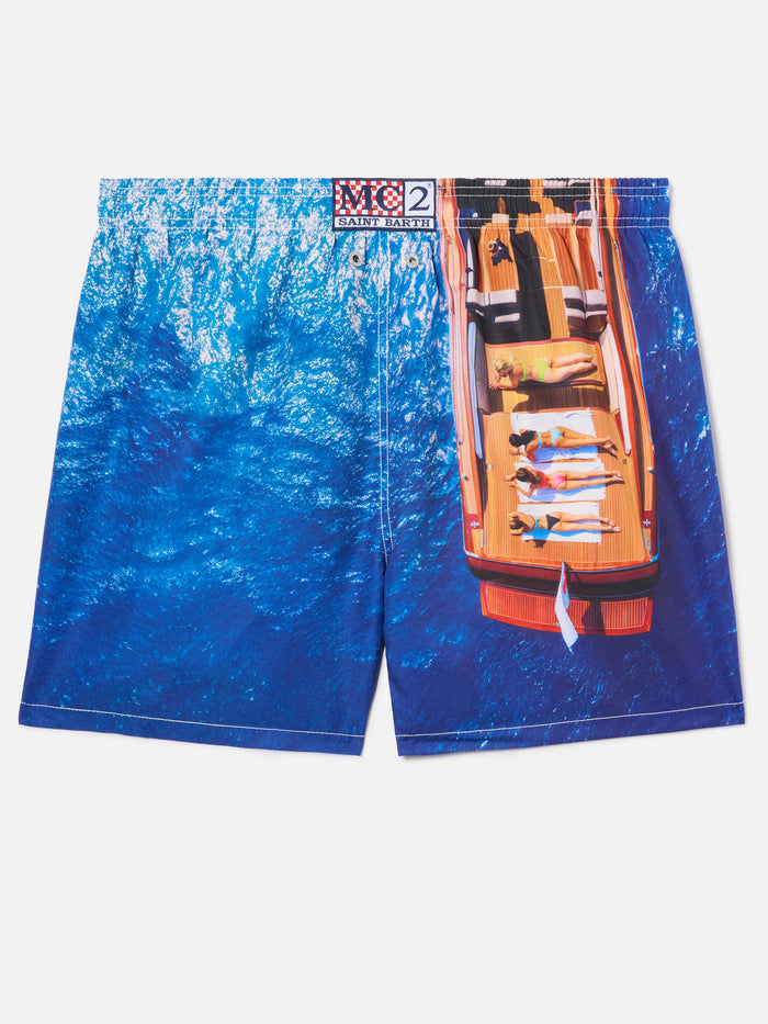 Gustavia Swim Shorts With Italian Summer Print | Special Edition Blue Swimshort