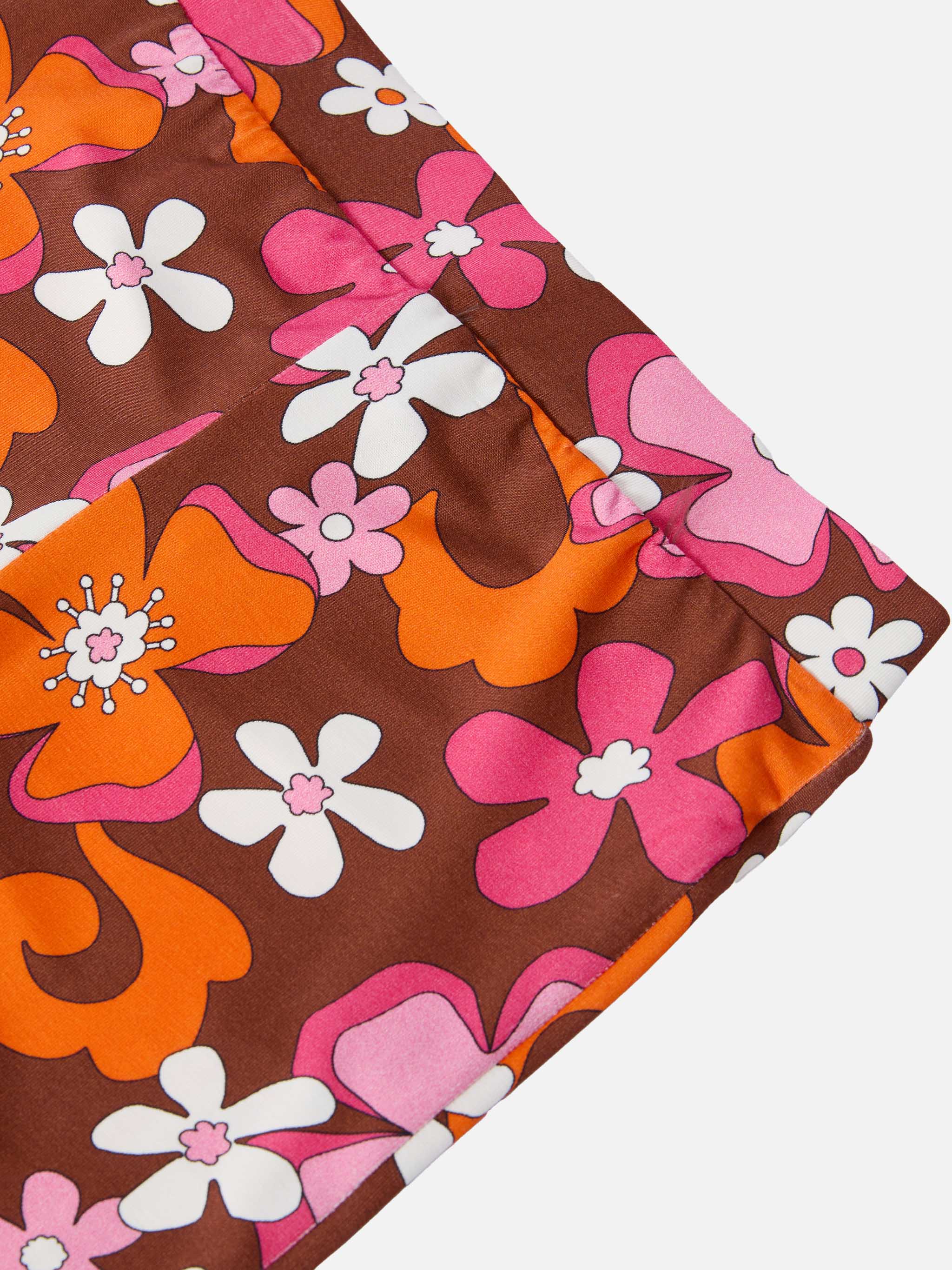 Flared Pants Gwenda Jr With Retro Flower Print Brown