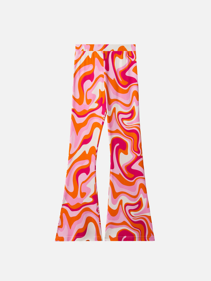 Flared Pants Gwenda Jr With Liquid Shape Print Pink