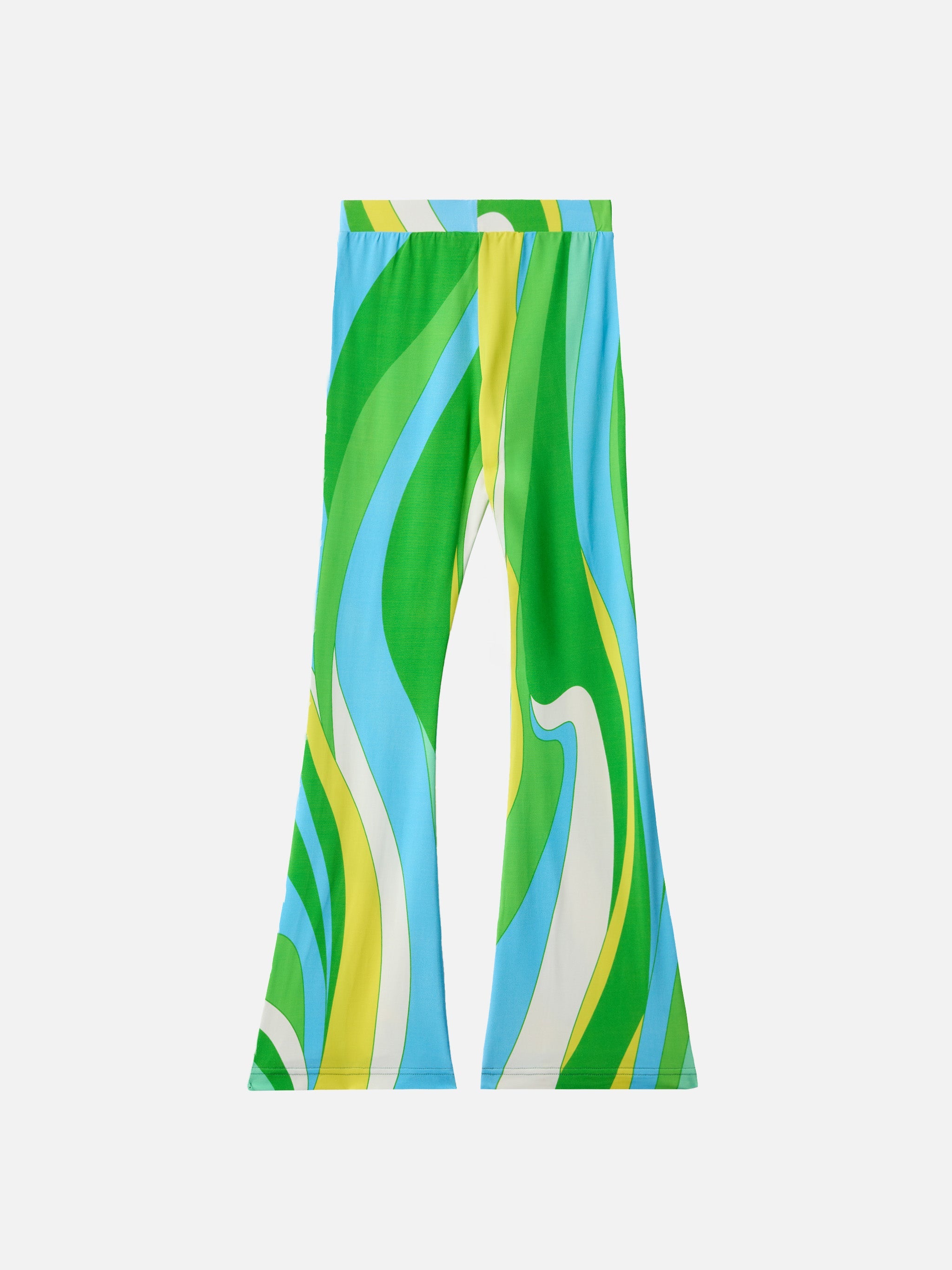 Flared Pants Gwenda Jr With Shape Wave Print Green