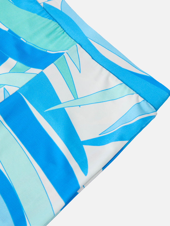 Flared Pants Gwenda Jr With Palms Print Blue
