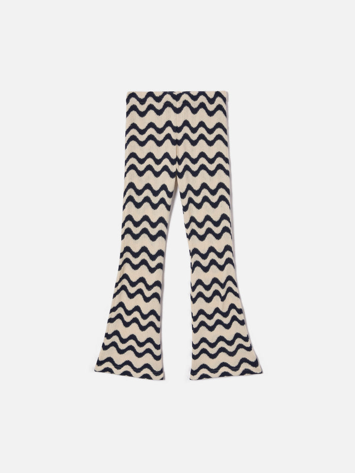 Gwenda Jr Raschel Knit Pants With Blue And Ivory Wave Pattern