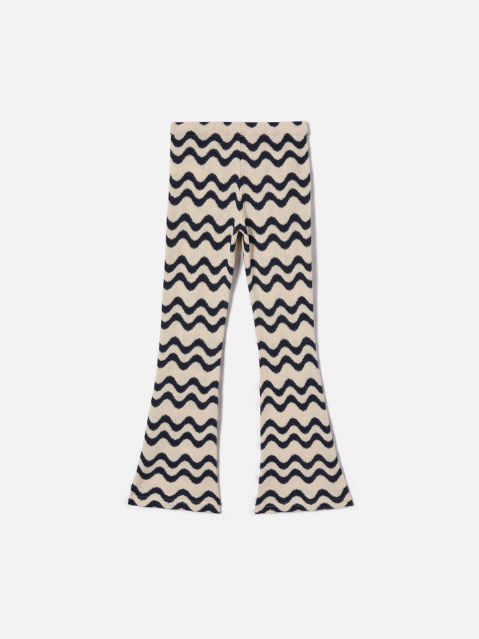 Gwenda Jr Raschel Knit Pants With Blue And Ivory Wave Pattern