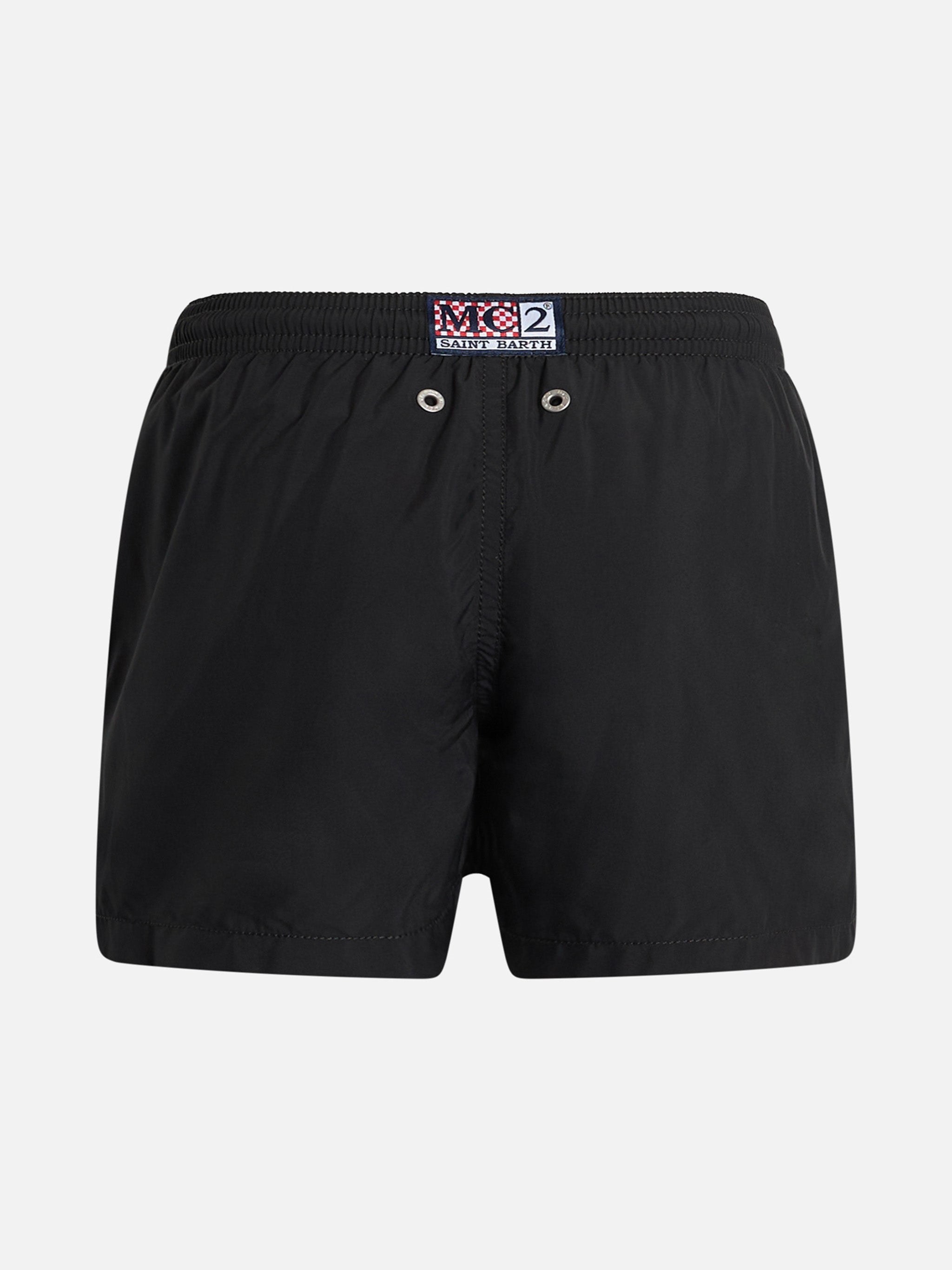Boy Mid-Length Haiti Swim-Shorts With Snoopy Placed Print And Embroidery | Peanuts Special Edition Black Swimshort