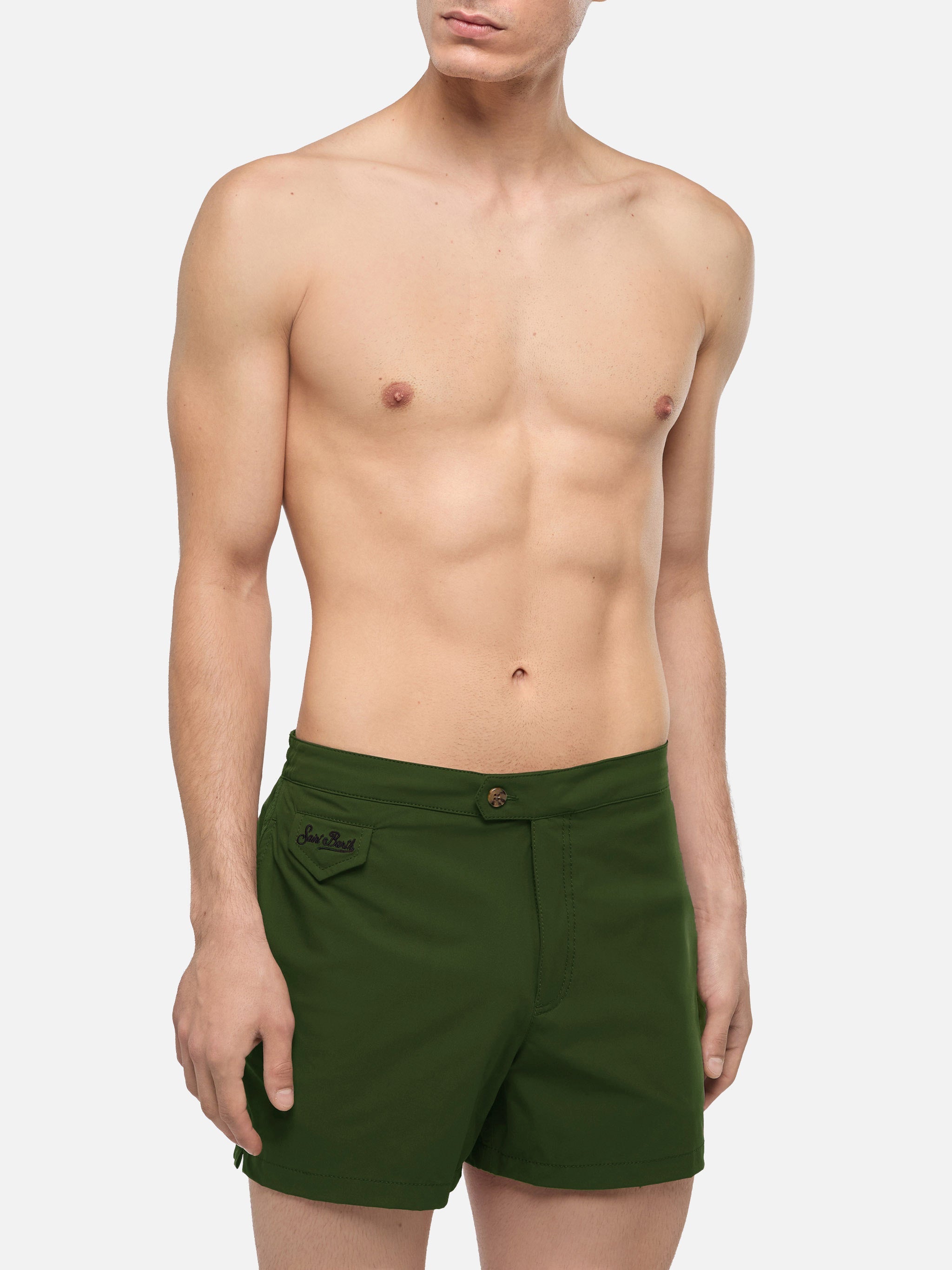 Harrys Military Green Fitted Cut Swim Shorts Swimshort