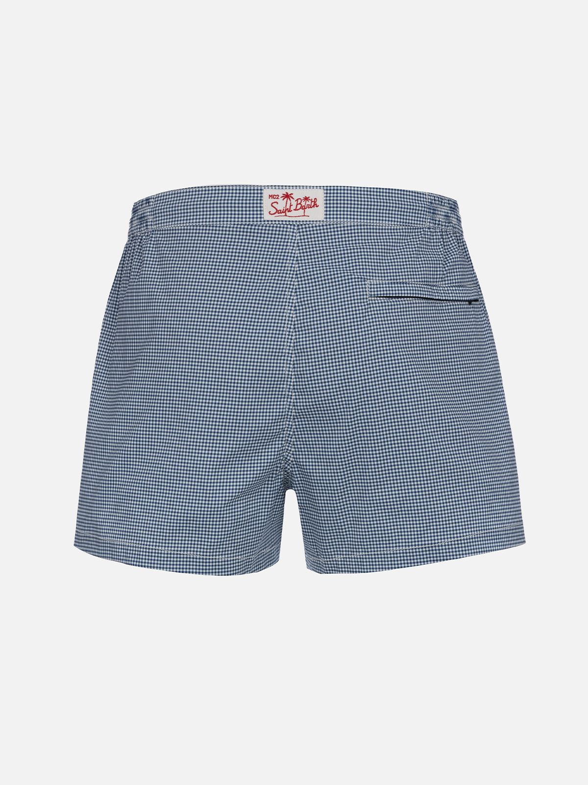 Man Fitted Cut Swim Shorts Harrys With Gingham Print Blue Swimshort