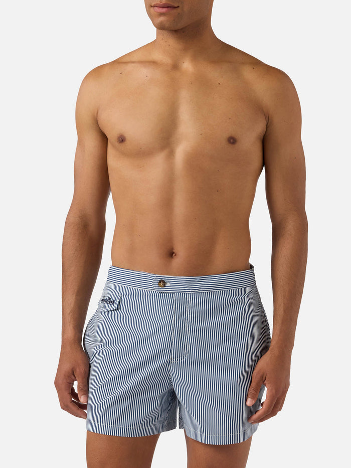 Harrys Striped Swim Shorts Blue And White Swimshort