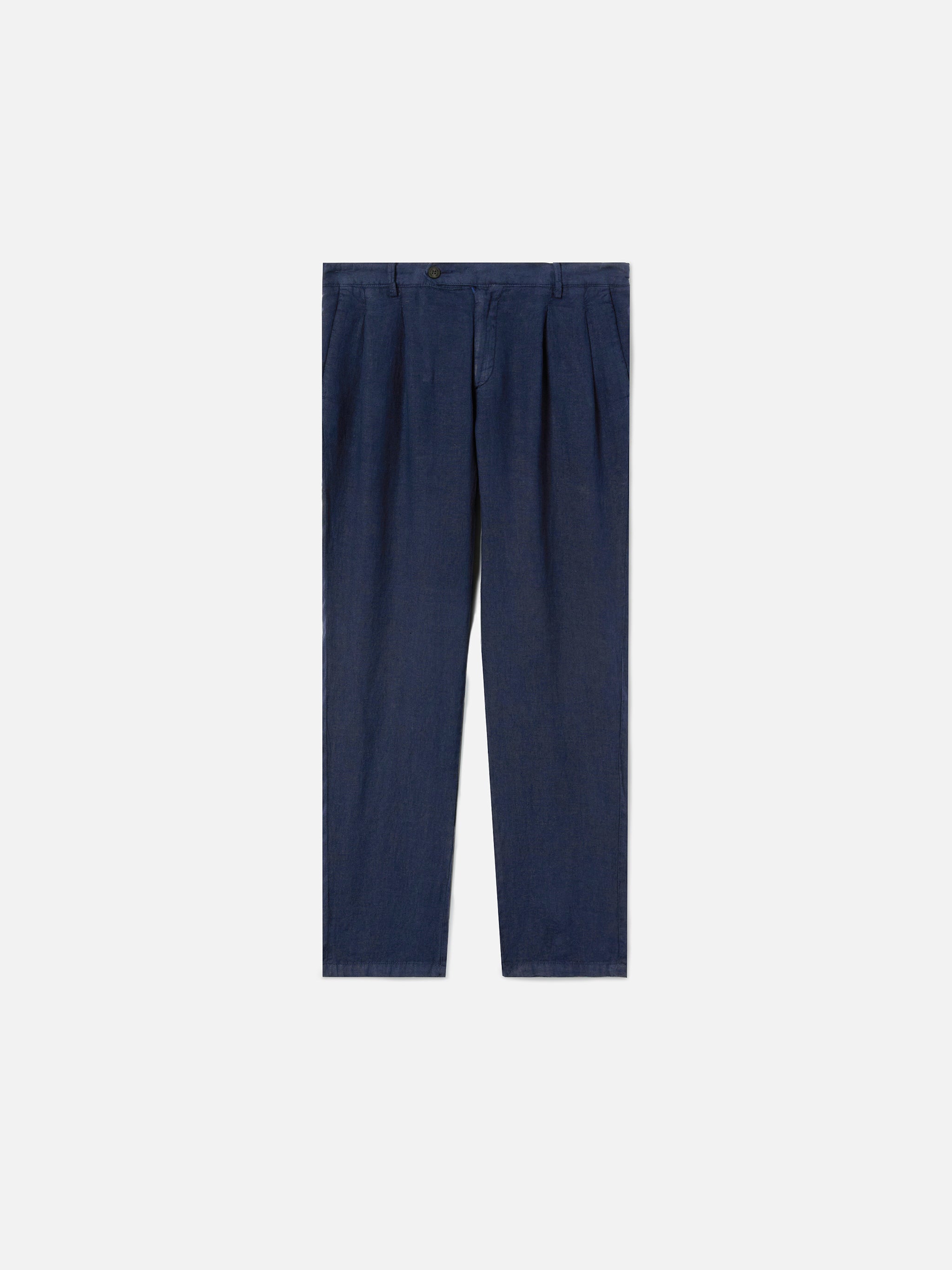 Navy Blue Havier Long Pants In Pure Linen __single__