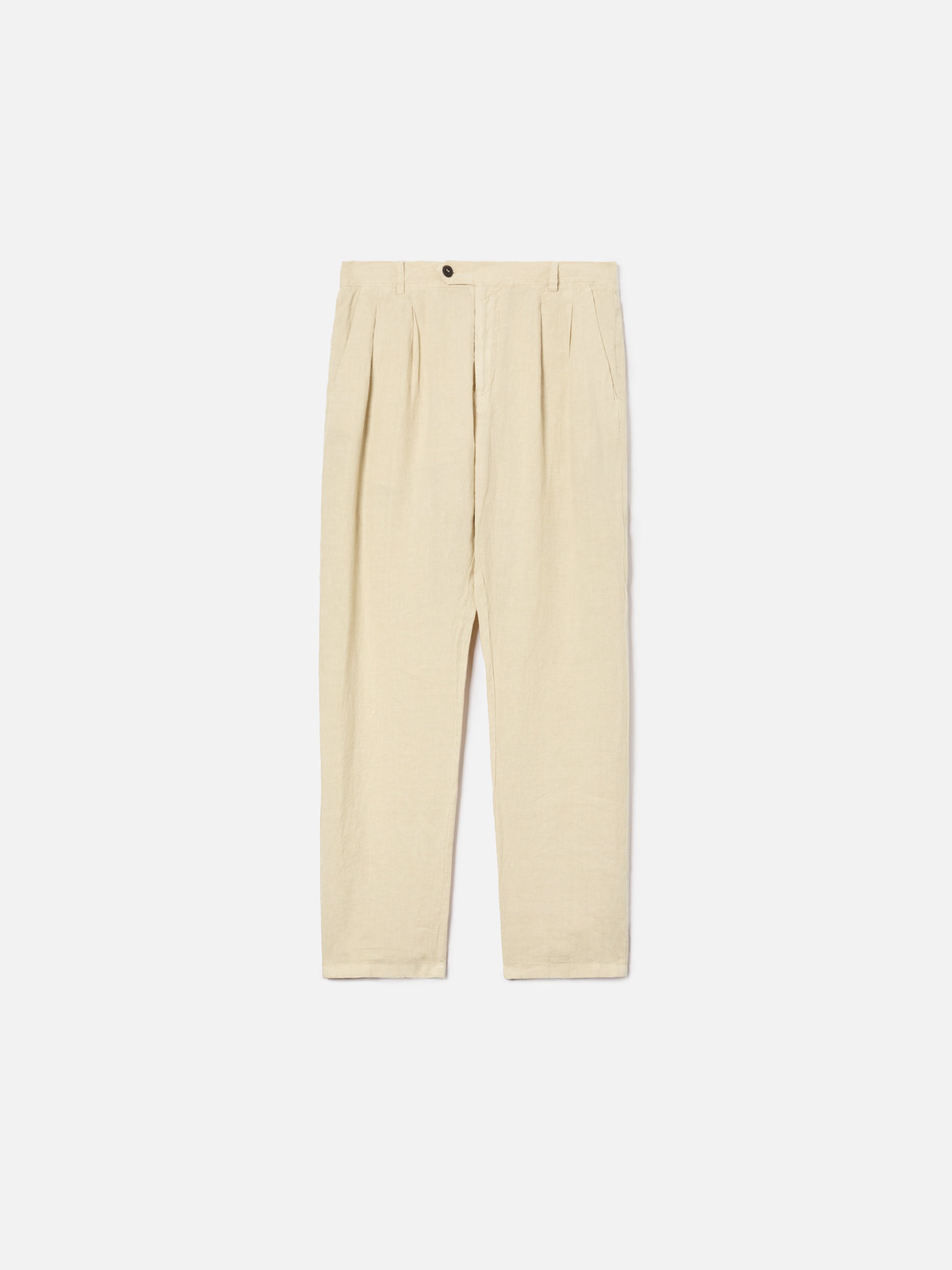 Beige Havier Long Pants Pure Linen Brown