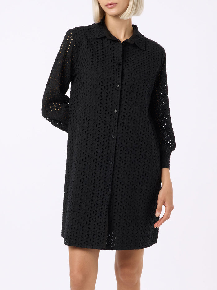 Helena Embry Black Sangallo Cotton Dress Shirt