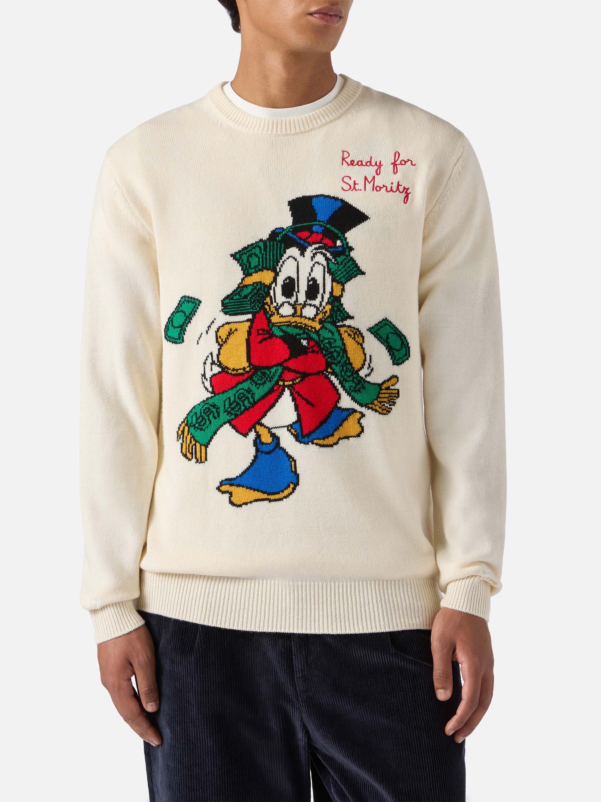 Heron Crewneck White With Uncle Scrooge Jacquard | Disney Special Edition