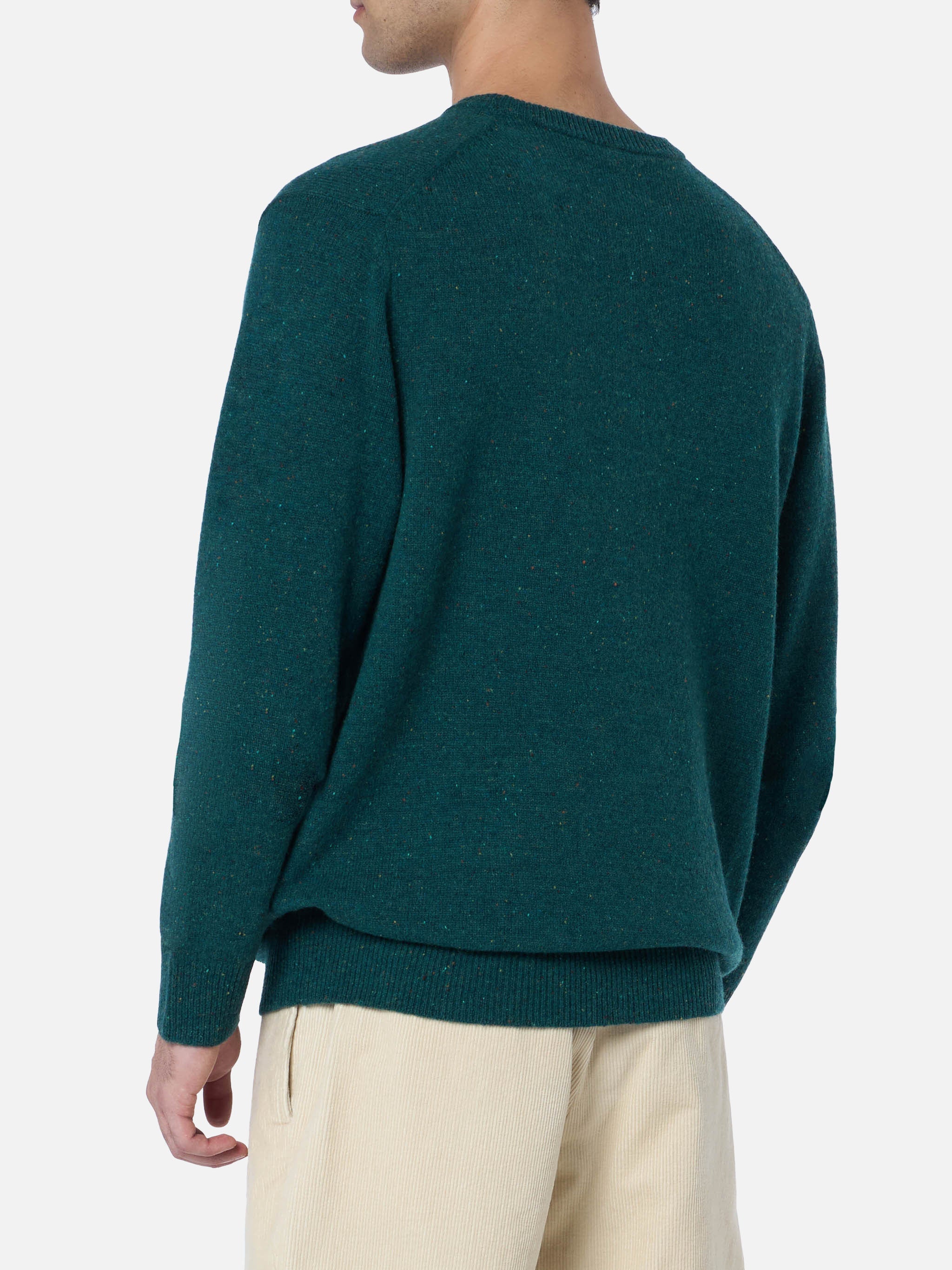 Crewneck Sweater Heron With Basset Hound Jacquard Green