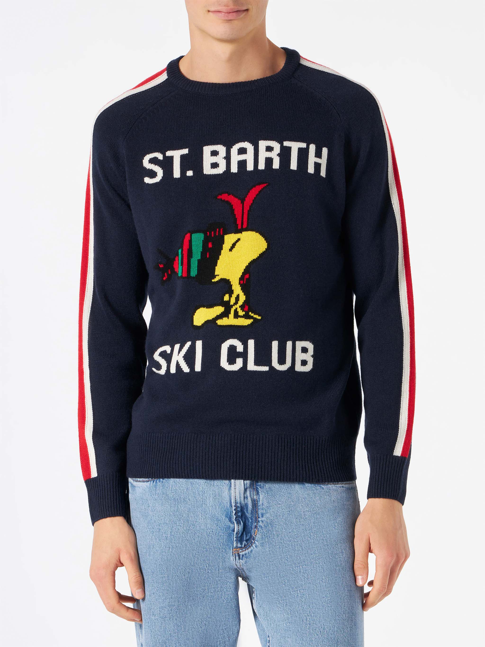 Crewneck Sweater With Woodstock Jacquard | Peanuts™ Special Edition Blue