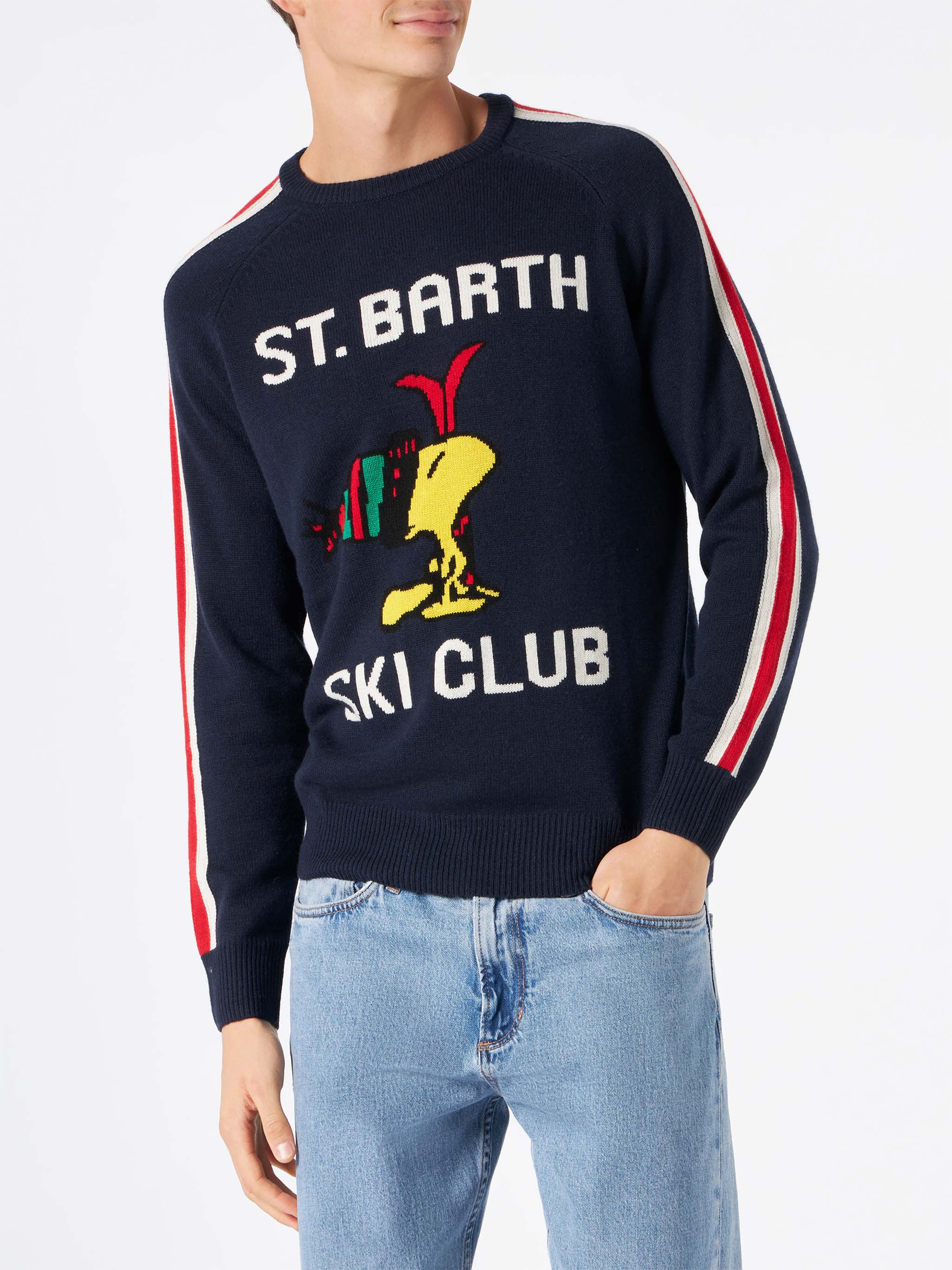 Crewneck Sweater With Woodstock Jacquard | Peanuts™ Special Edition Blue