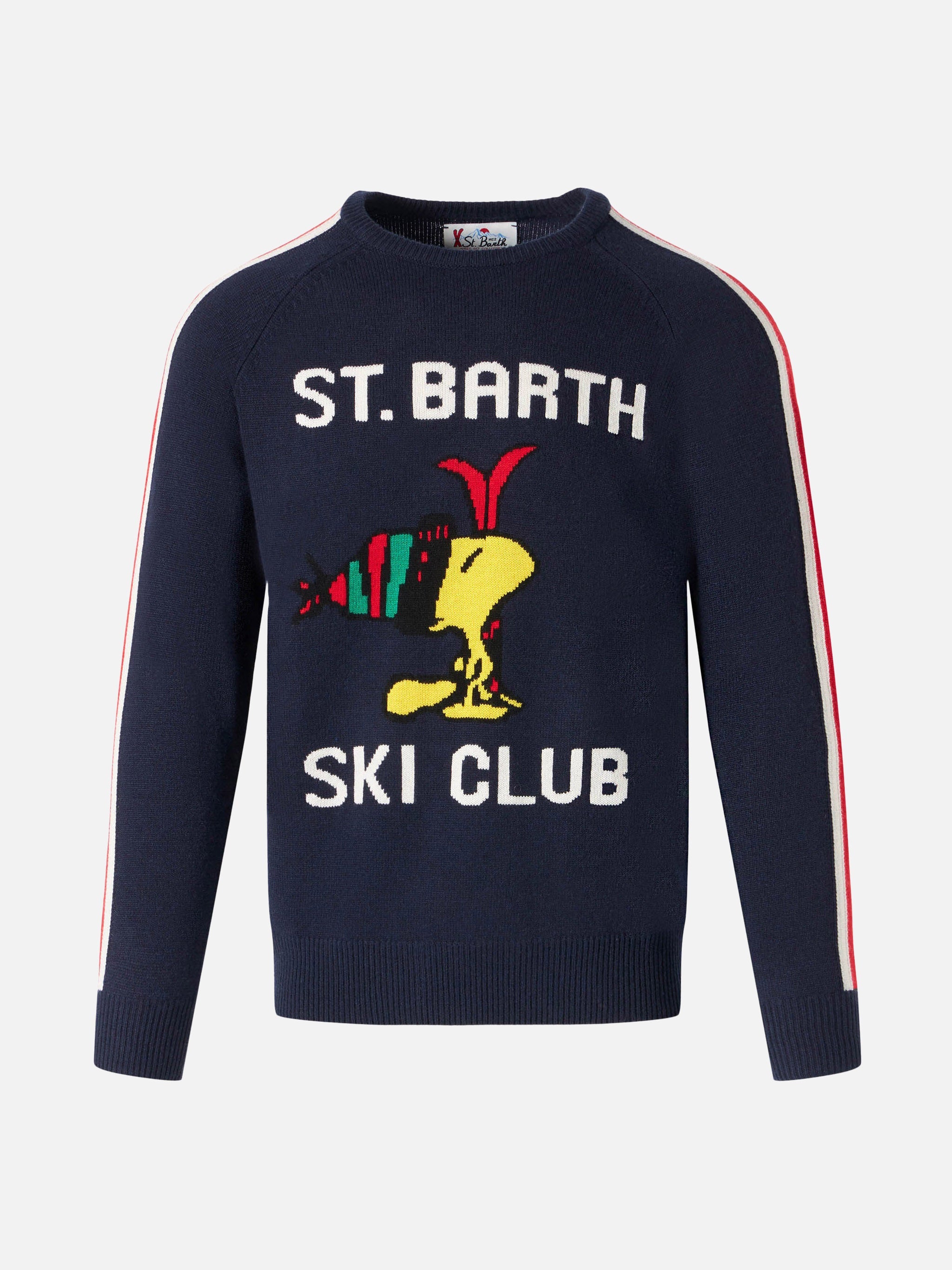 Crewneck Sweater With Woodstock Jacquard | Peanuts™ Special Edition Blue