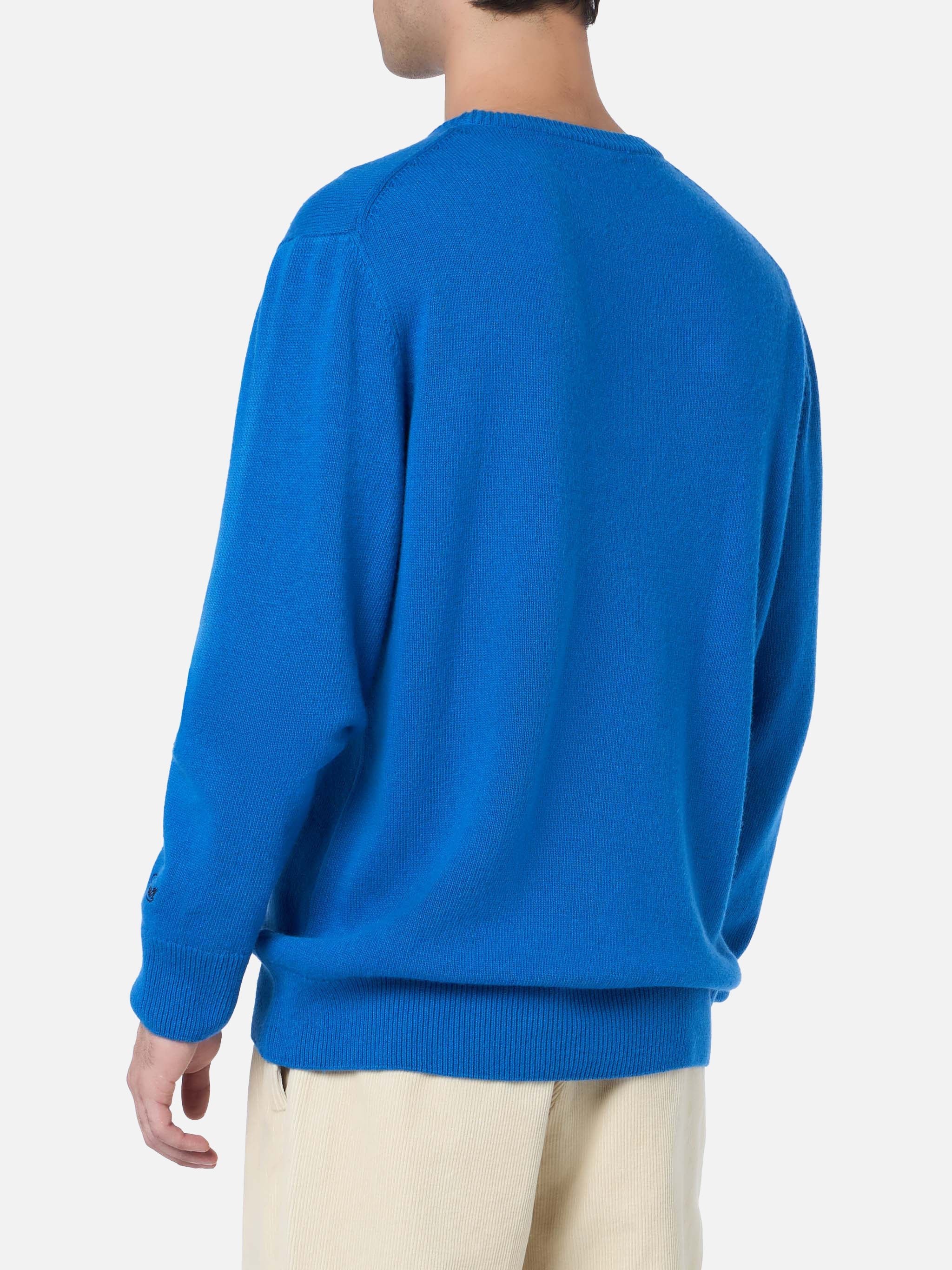 Crewneck Sweater Heron With Courma Apres Ski Embroidery Blue