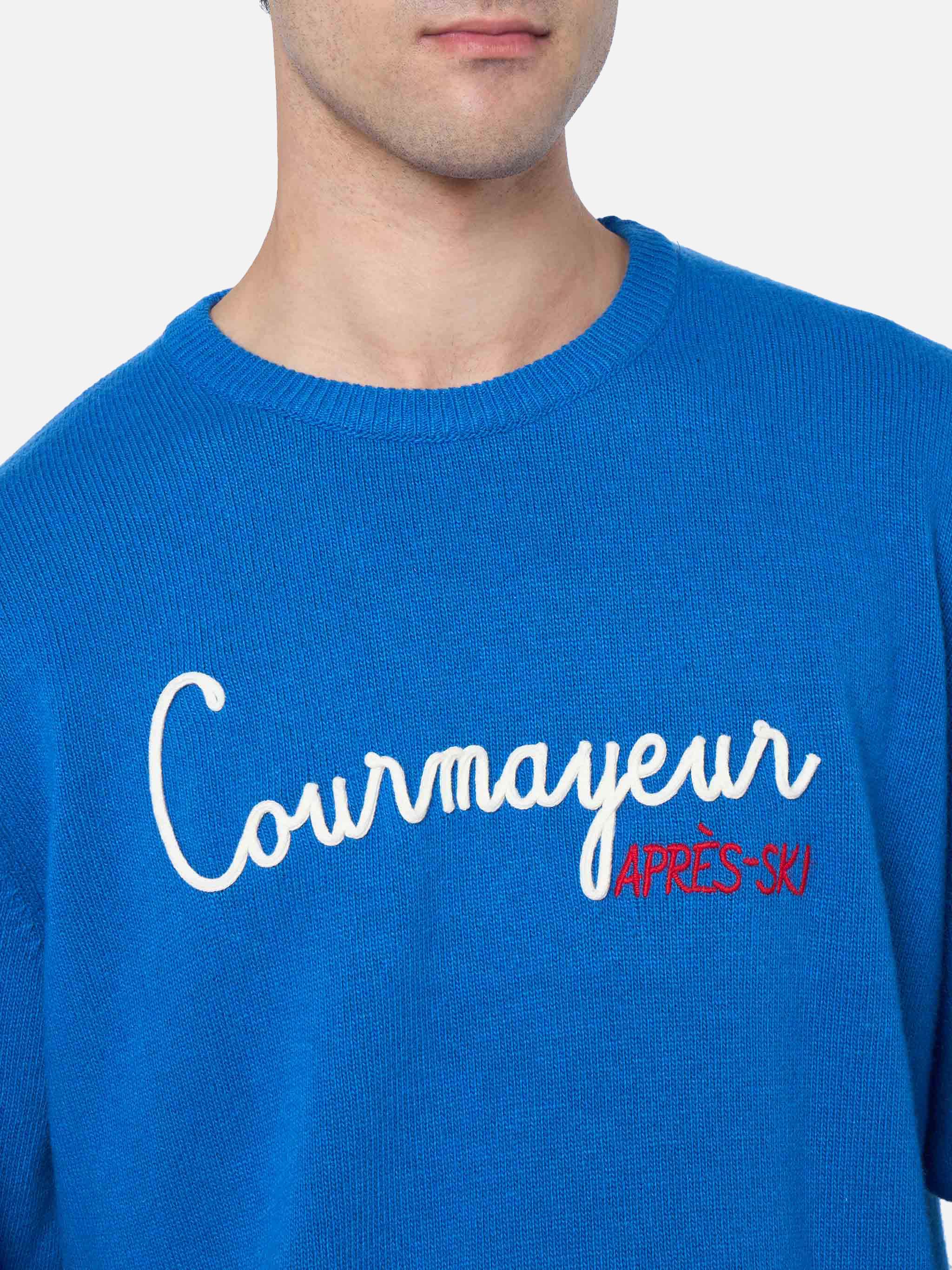 Crewneck Sweater Heron With Courma Apres Ski Embroidery Blue