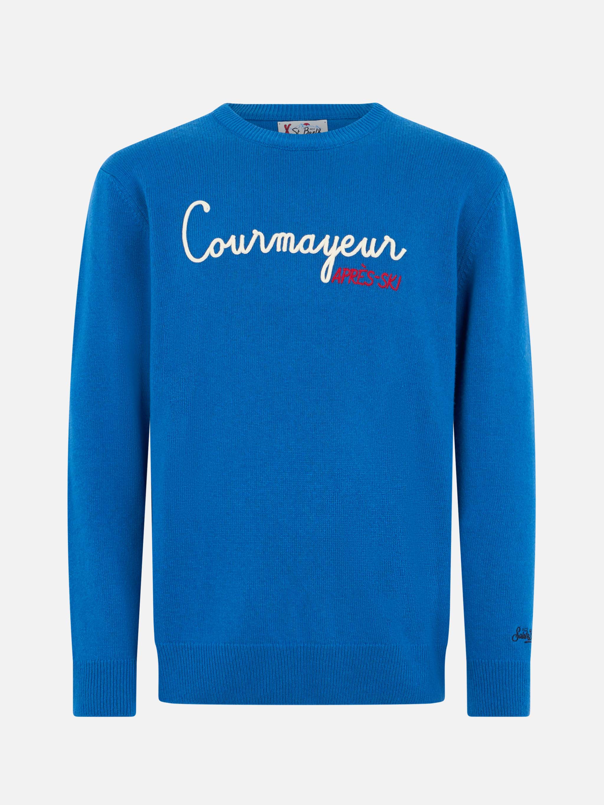 Crewneck Sweater Heron With Courma Apres Ski Embroidery Blue
