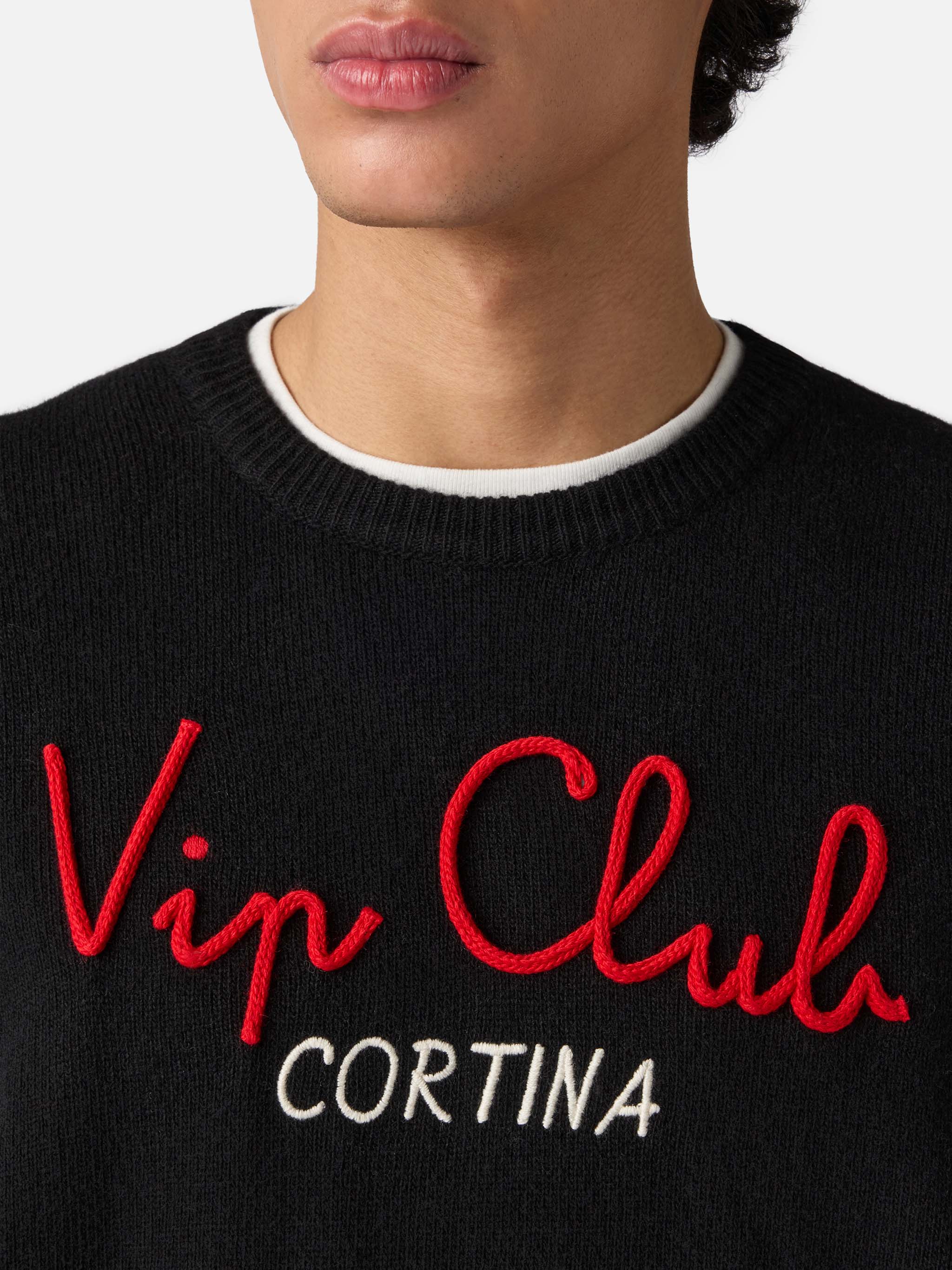 Crewneck Sweater Heron With Vip Club Cortina Embroidery | Special Edition Black