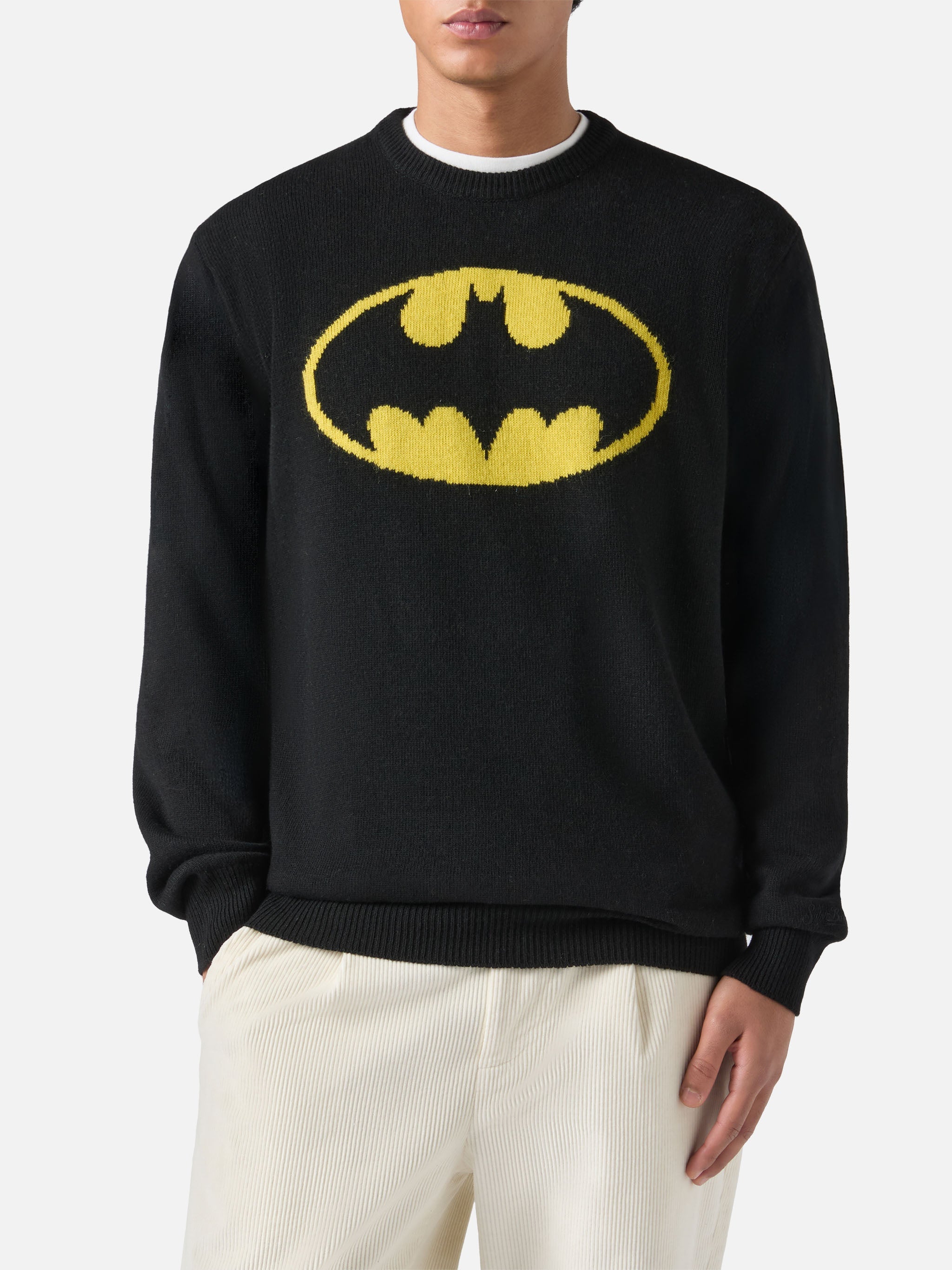 Black Crewneck Heron With Batman Shape Jacquard | Special Edition