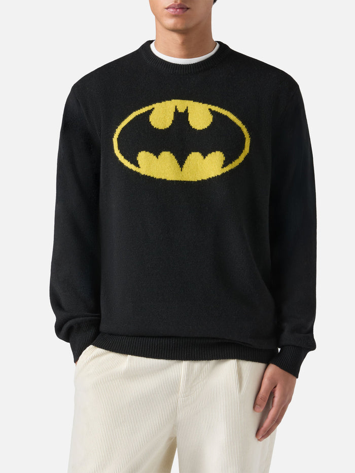Black Crewneck Heron With Batman Shape Jacquard | Special Edition
