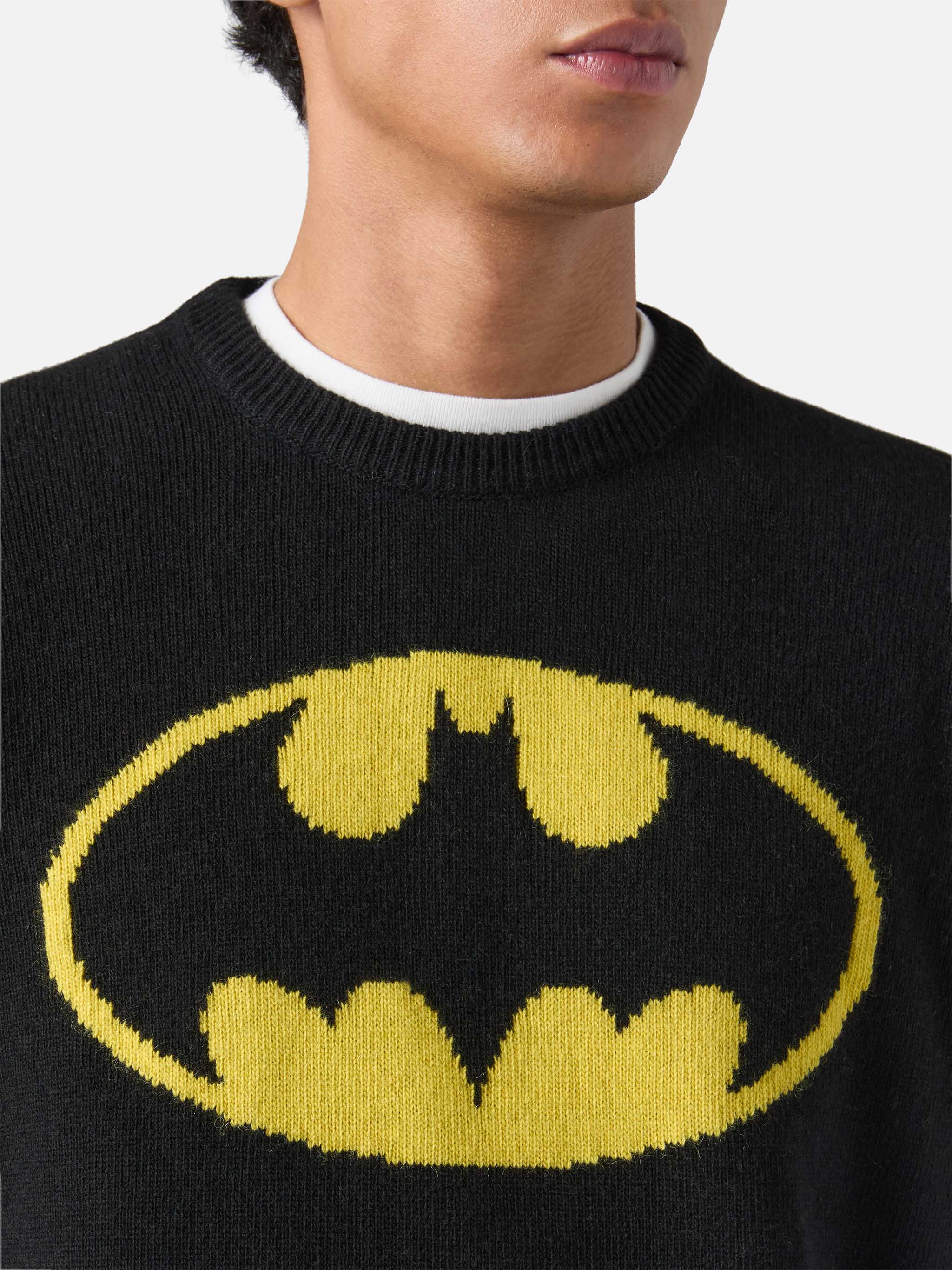 Black Crewneck Heron With Batman Shape Jacquard | Special Edition