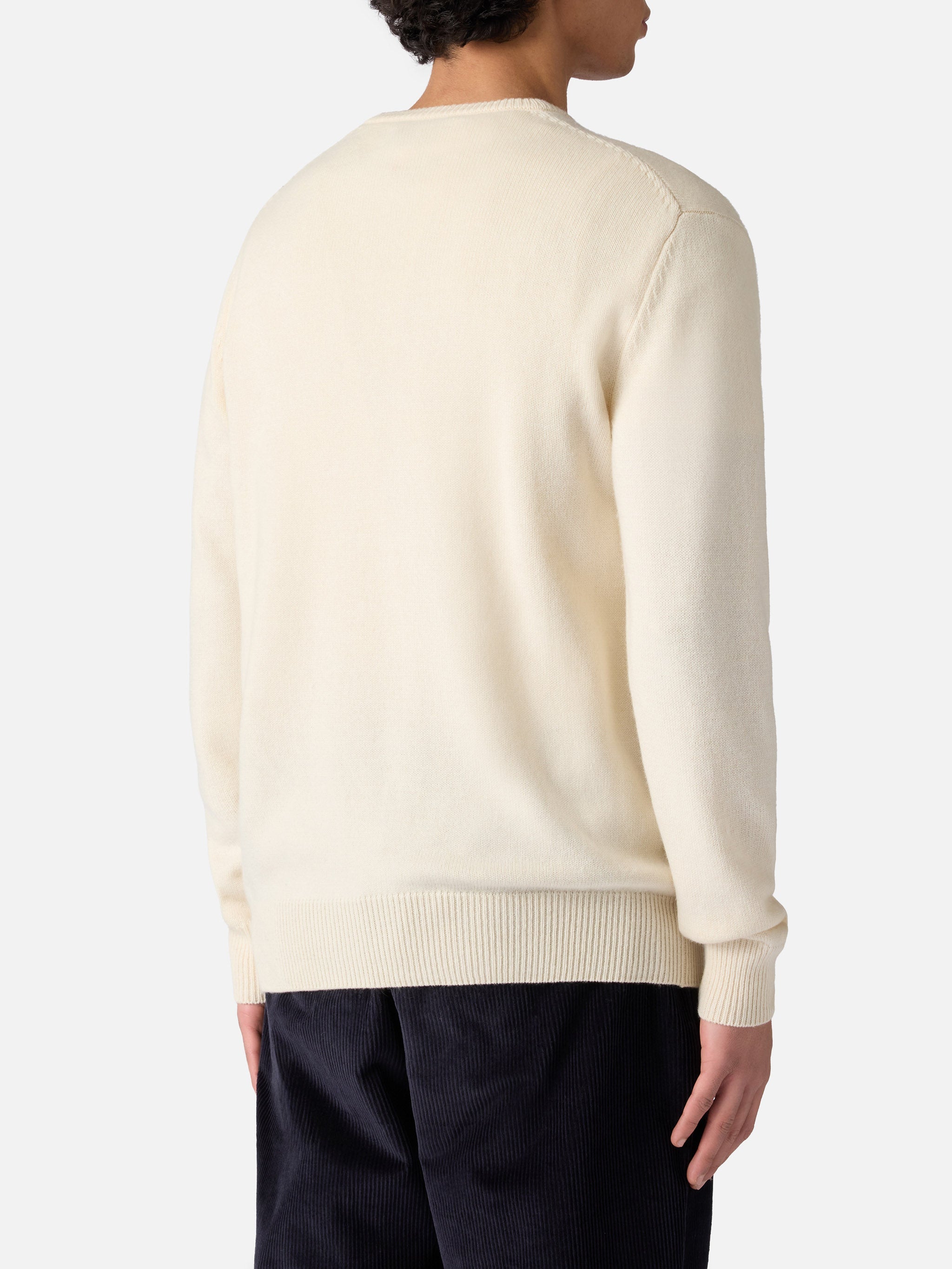 Man White Sweater With Settimana Bianco Embroidery
