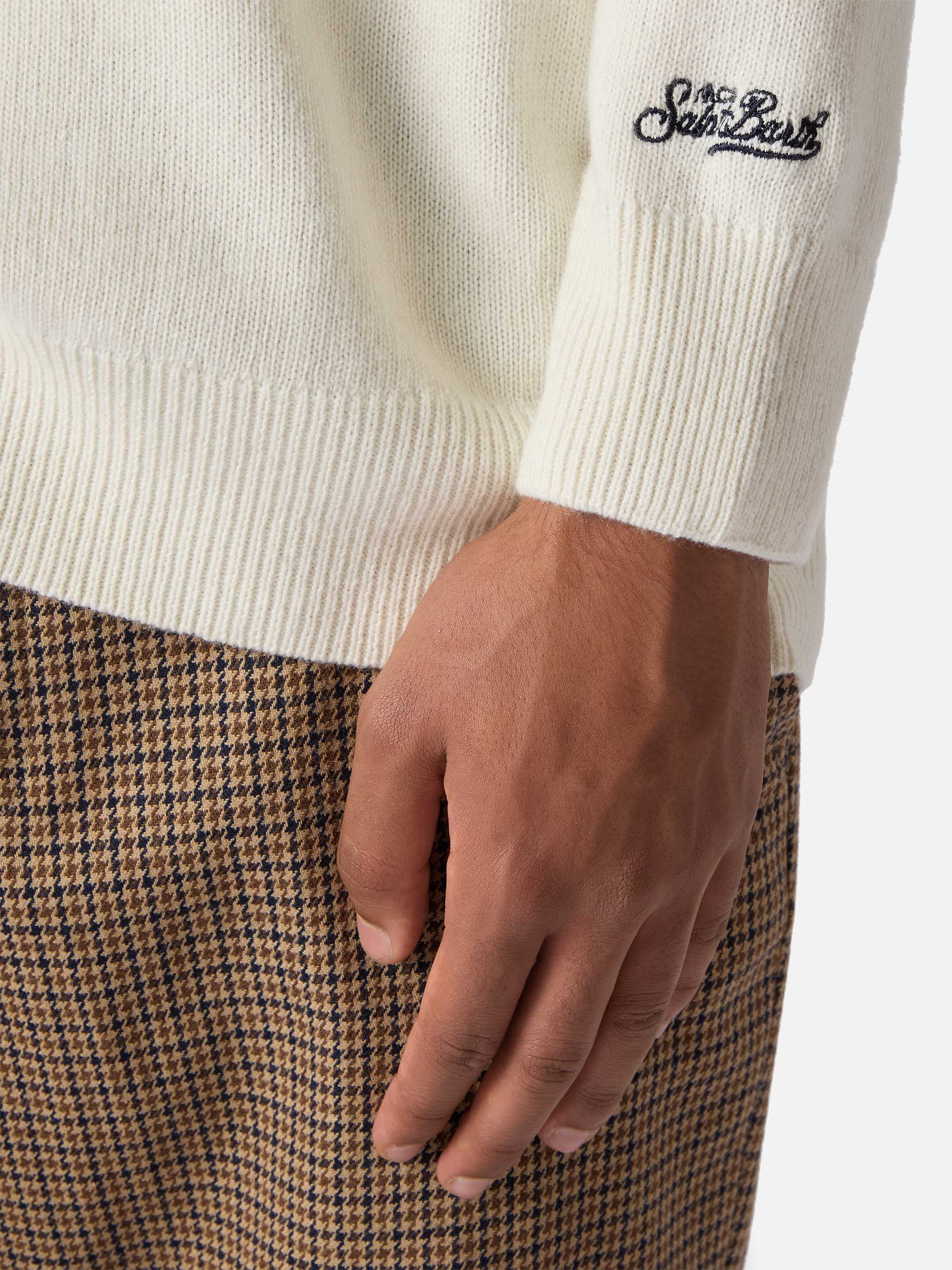 Heron Crewneck White With Vacanze Di Natale Jacquard | Special Edition