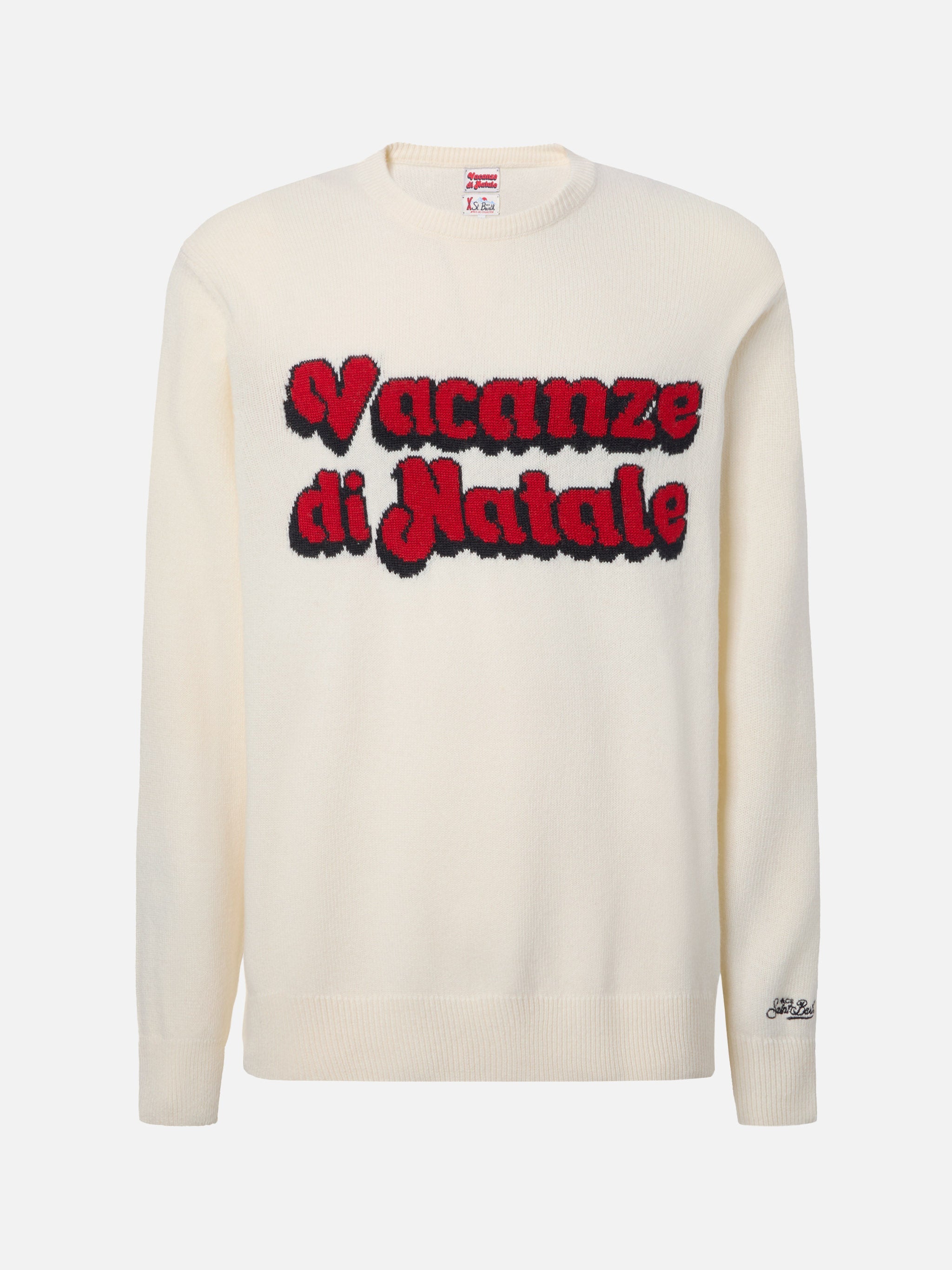 Heron Crewneck White With Vacanze Di Natale Jacquard | Special Edition