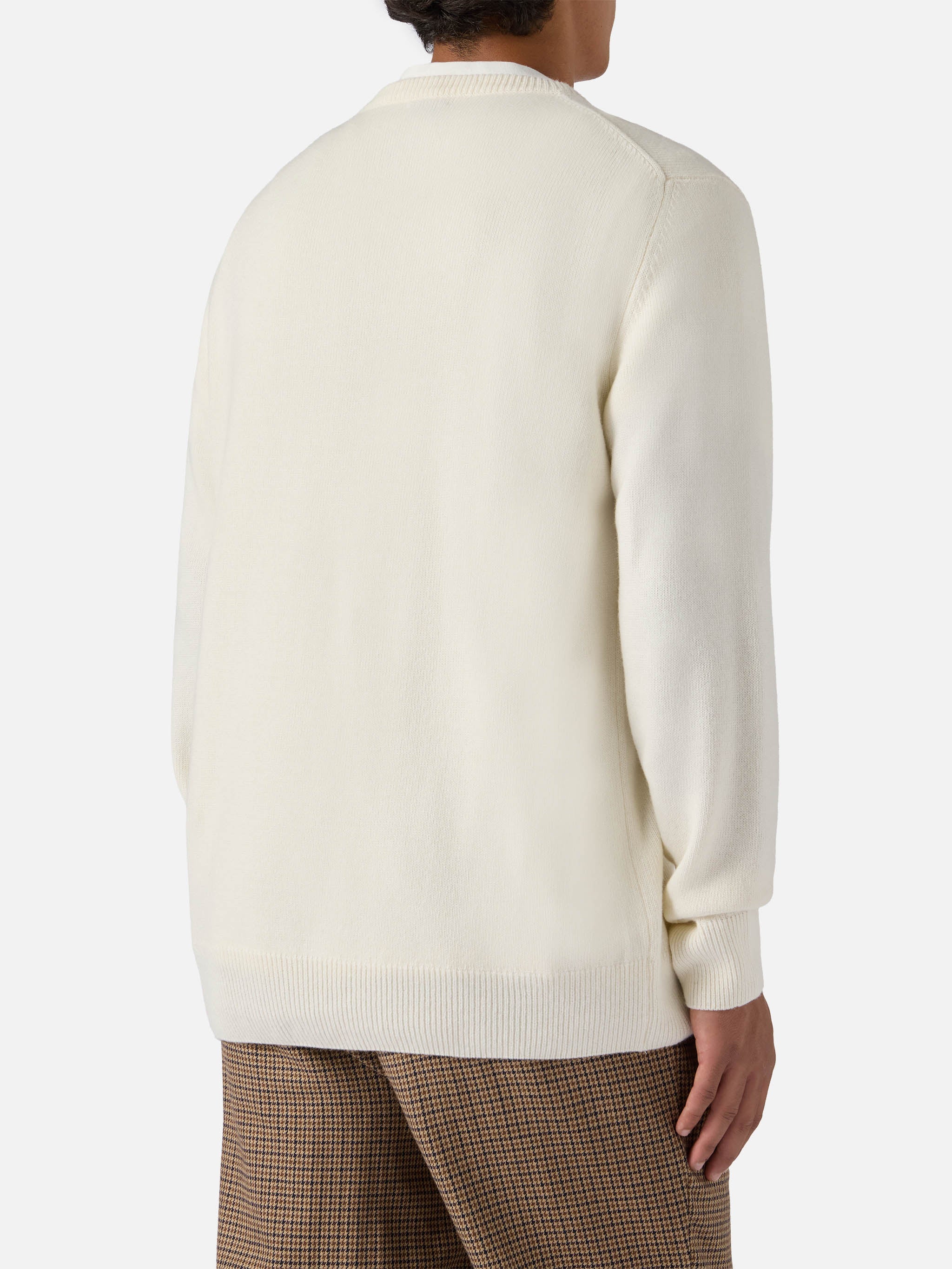 Heron Crewneck White With Vacanze Di Natale Jacquard | Special Edition