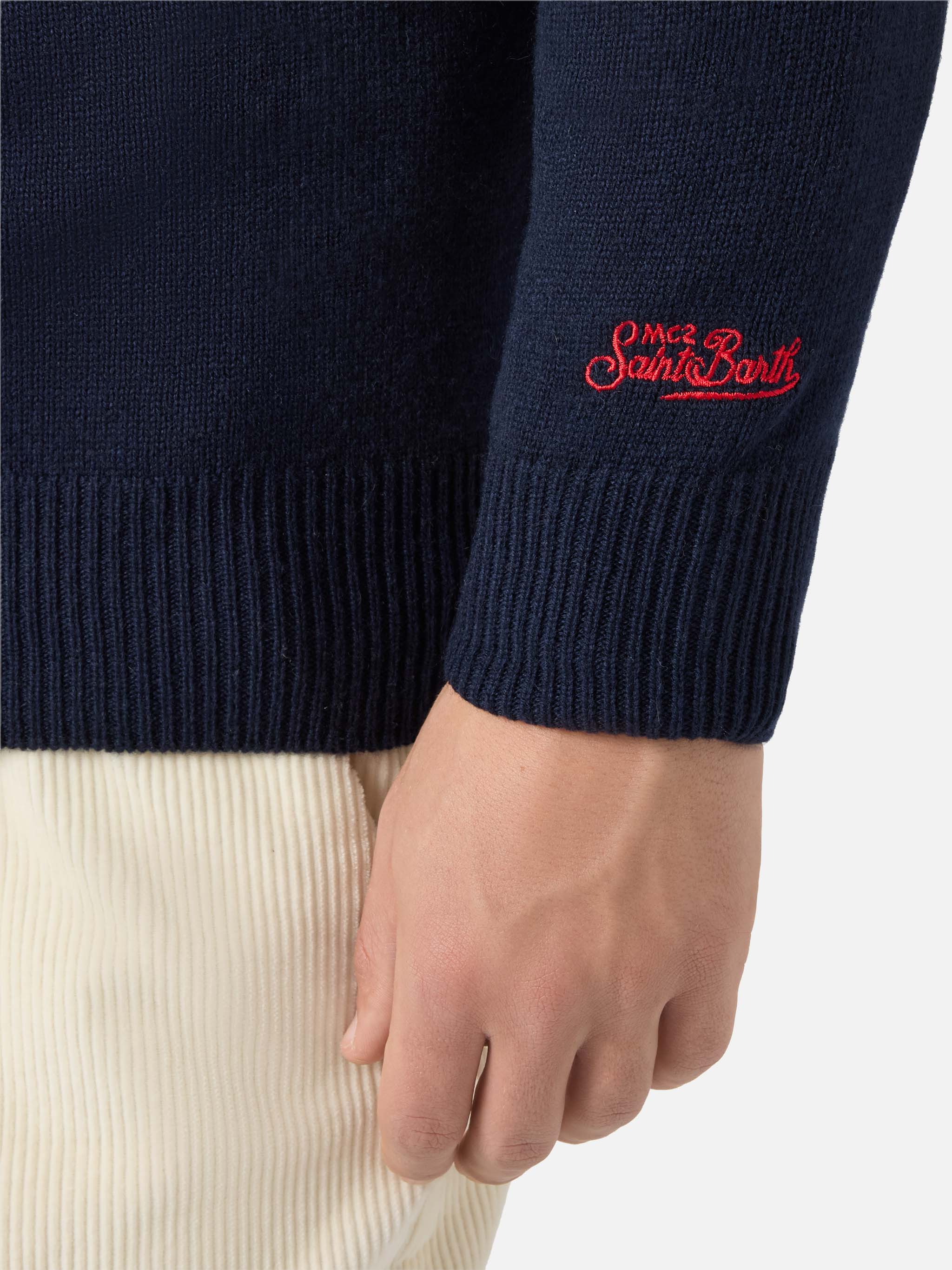Heron Crewneck With Peanuts Holiday-Theme Jacquard | Special Edition Blue
