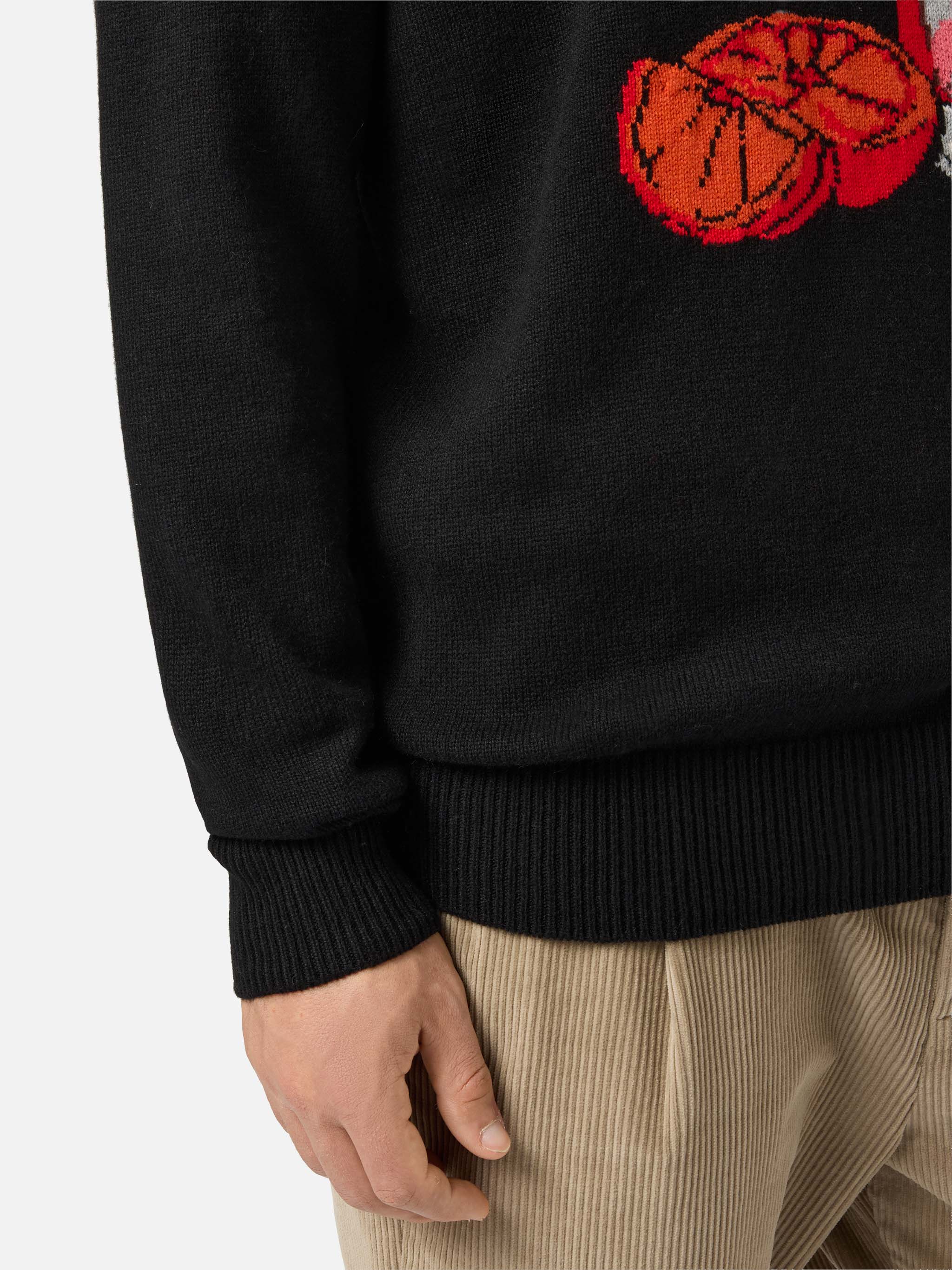 Black Sweater Heron With St. Barth Negroni Embroidery