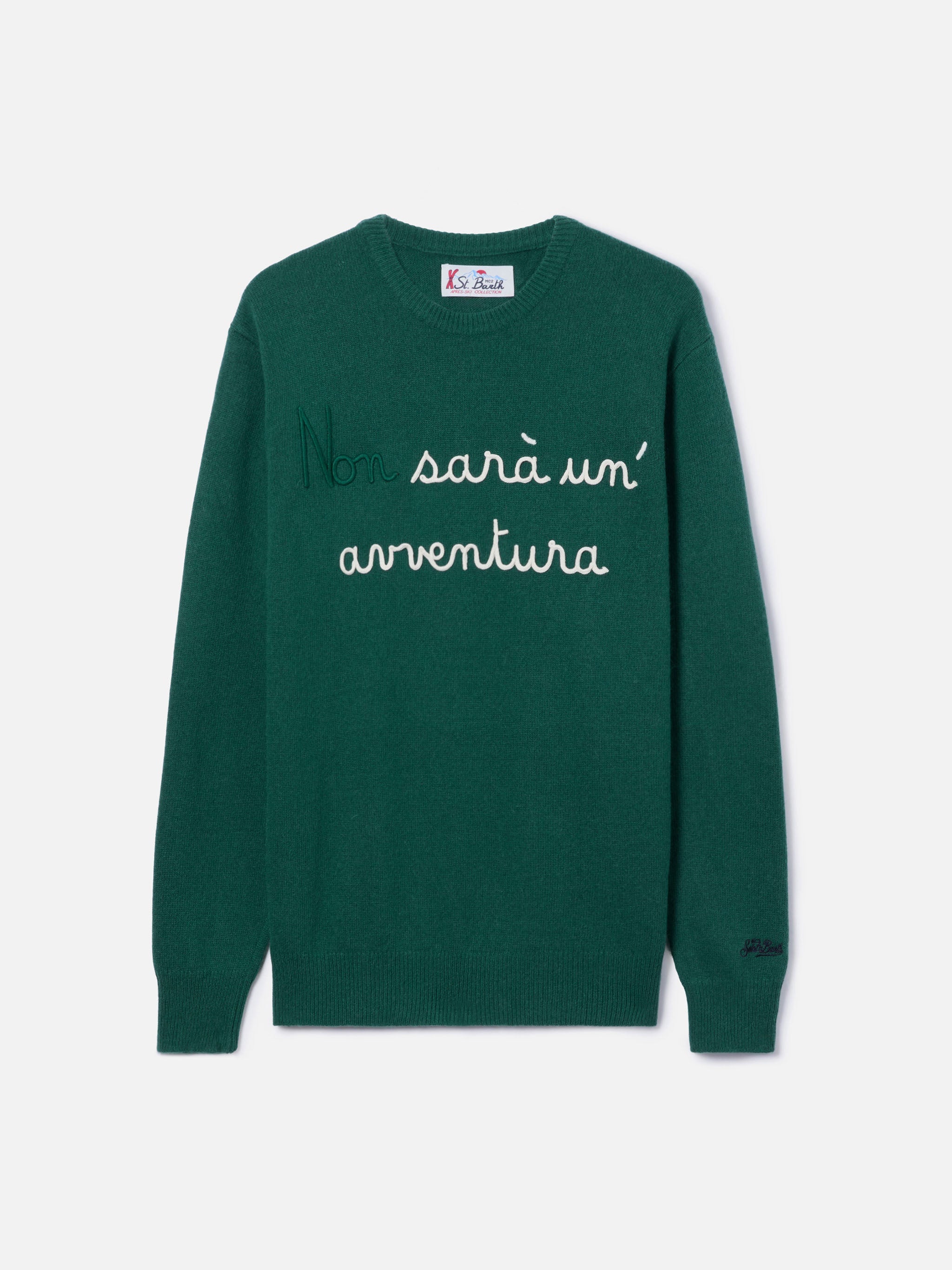 Green Sweater Heron With Non Sarà Unavventura Embroidery