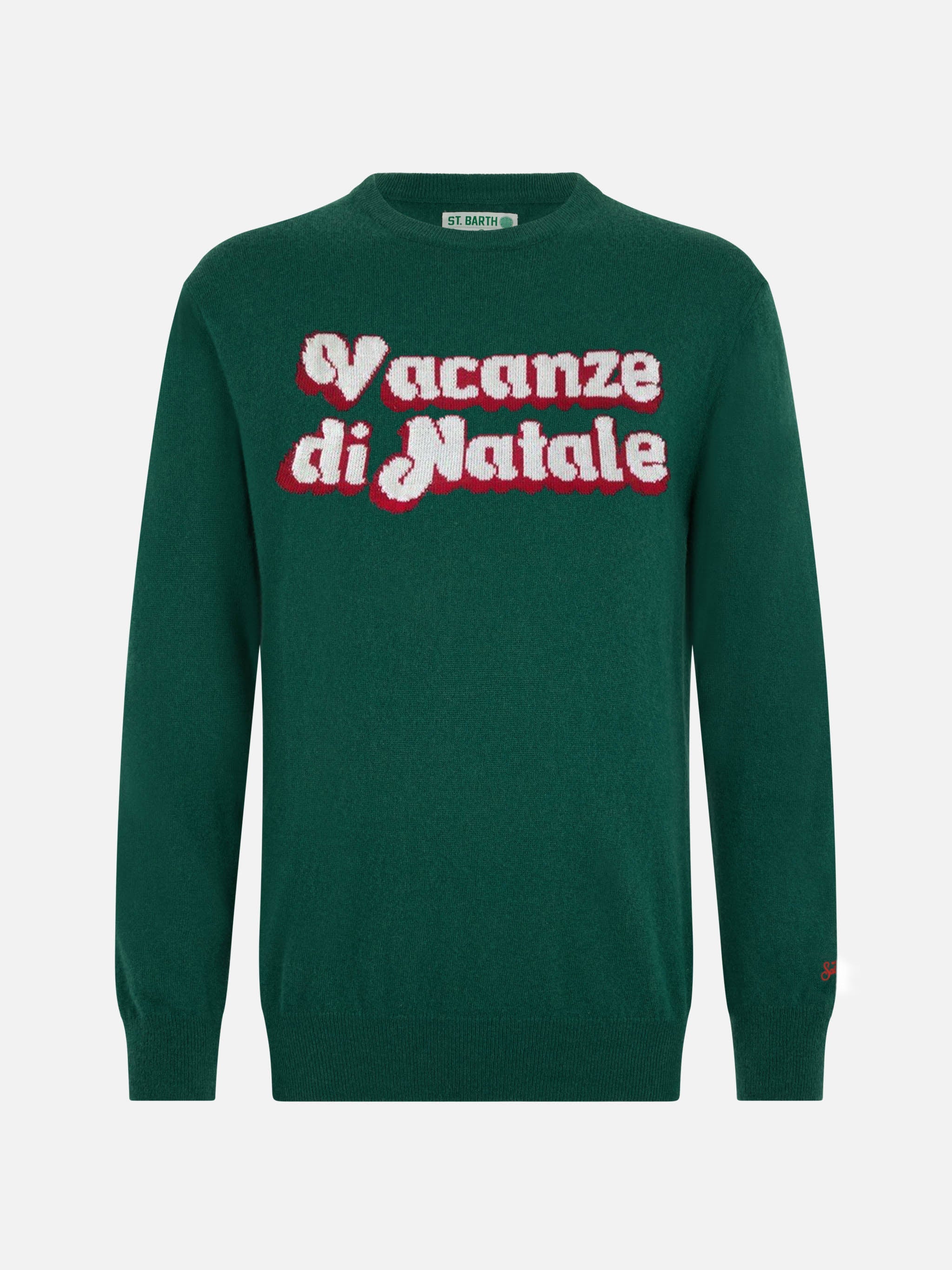 Crewneck Heron With Vacanze Di Natale Jacquard | Special Edition Green
