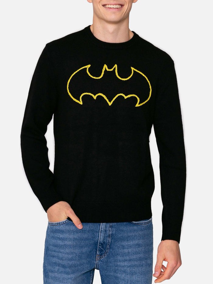 Crewneck Sweater Heron Woth Batman Shape Embroidery | Warner Bros. Special Edition Black