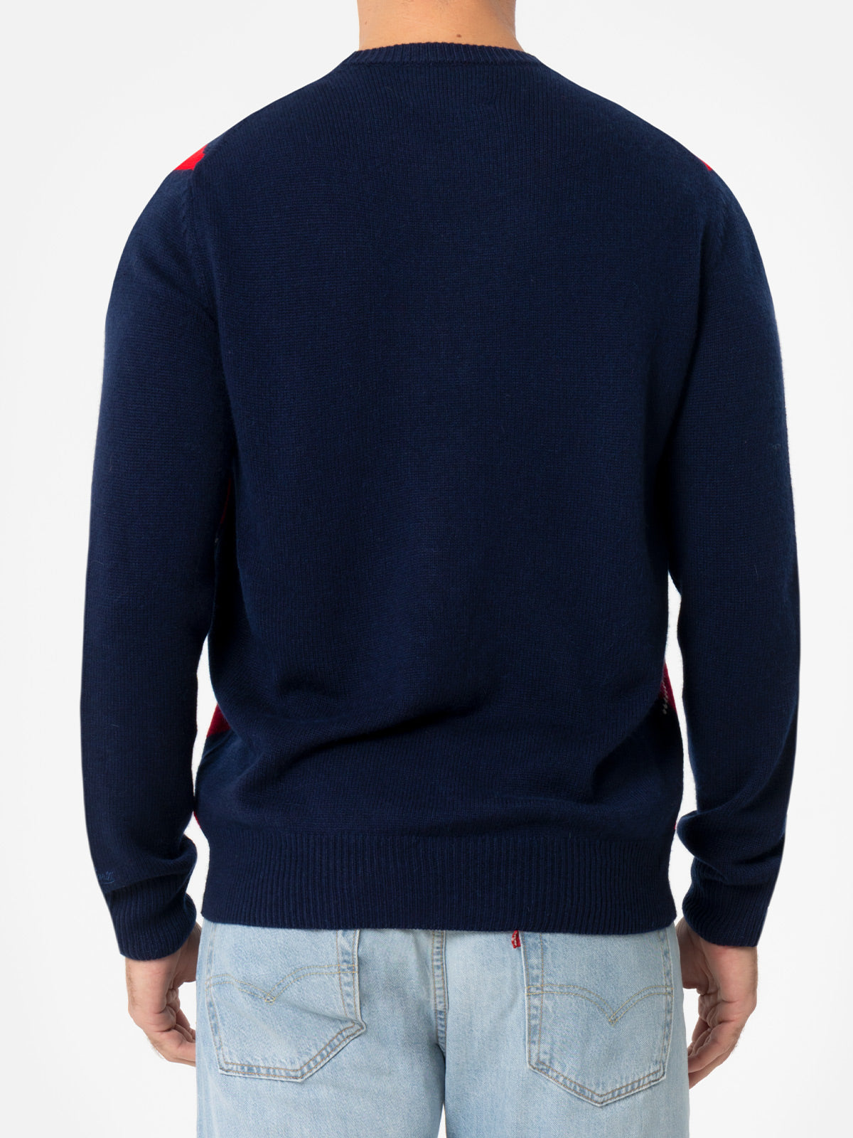 Crewneck Sweater Heron With Argyle St. Moritz Jacquard Blue