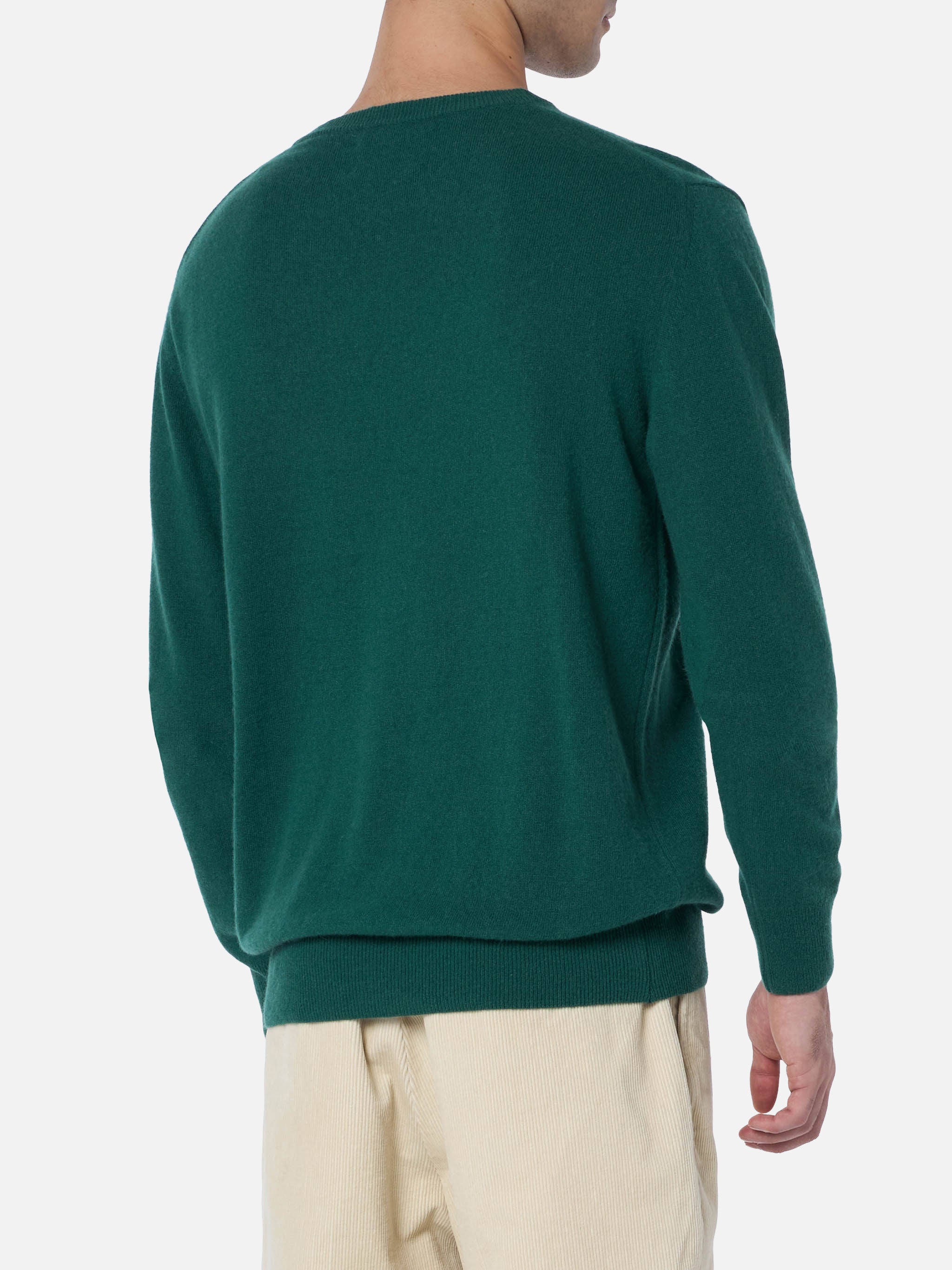 Crewneck Sweater Heron With Its Wine Oclock Embroidery Green