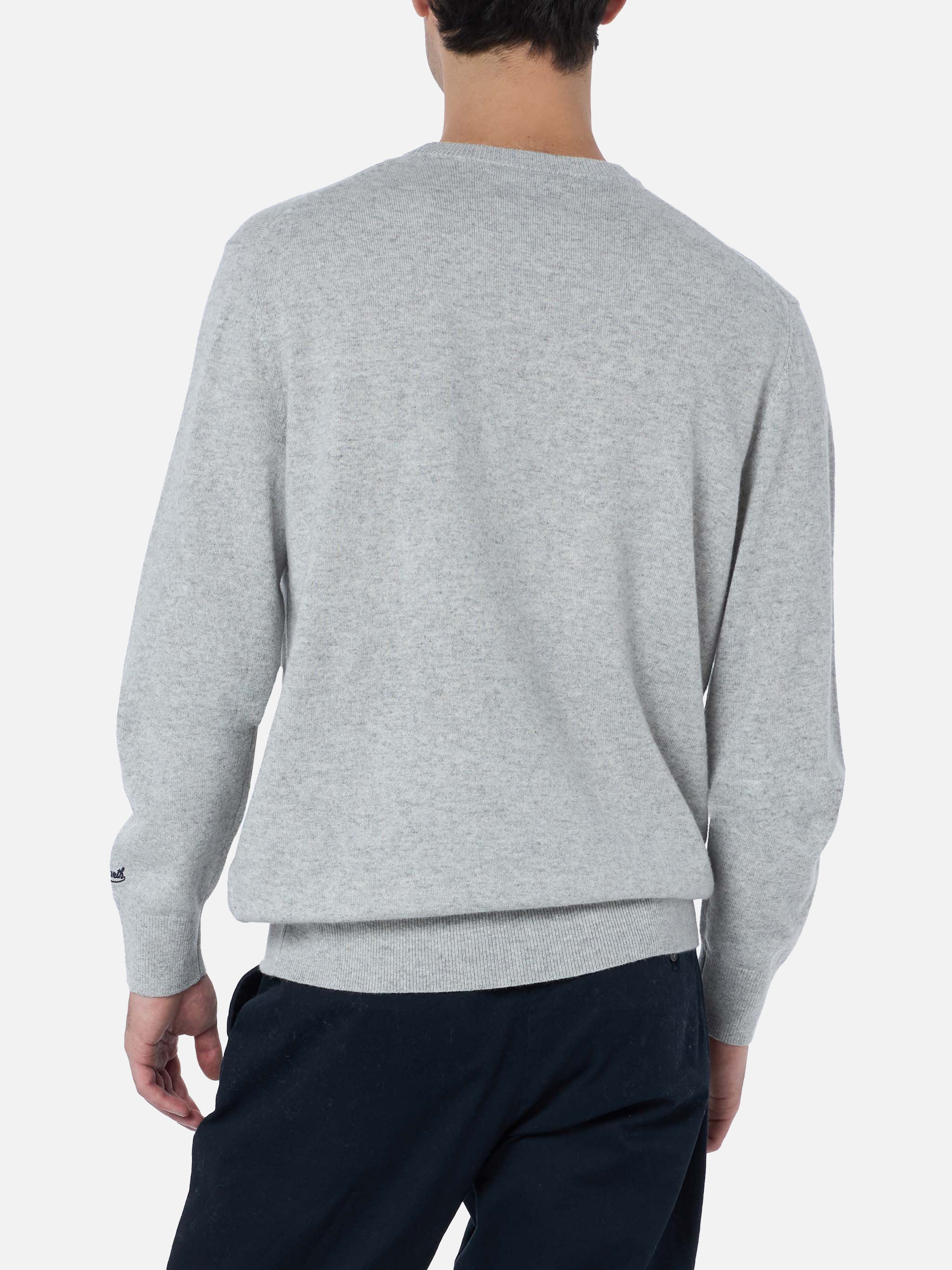 Crewneck Sweater Heron With I Saved A Panda 4x4 Embroidery | Fiat Special Edition Grey