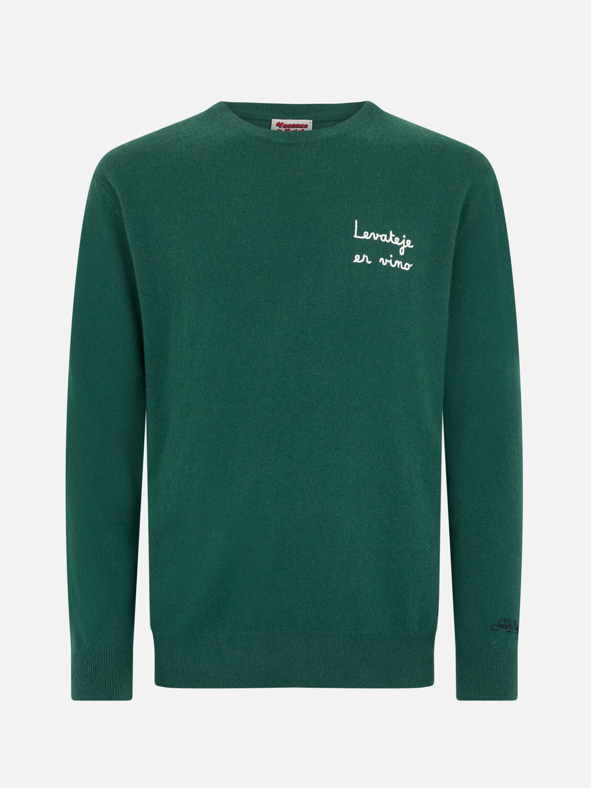 Crewneck Heron Light With Levateje Er Vino Embroidery | Vacanze Di Natale Special Edition Green